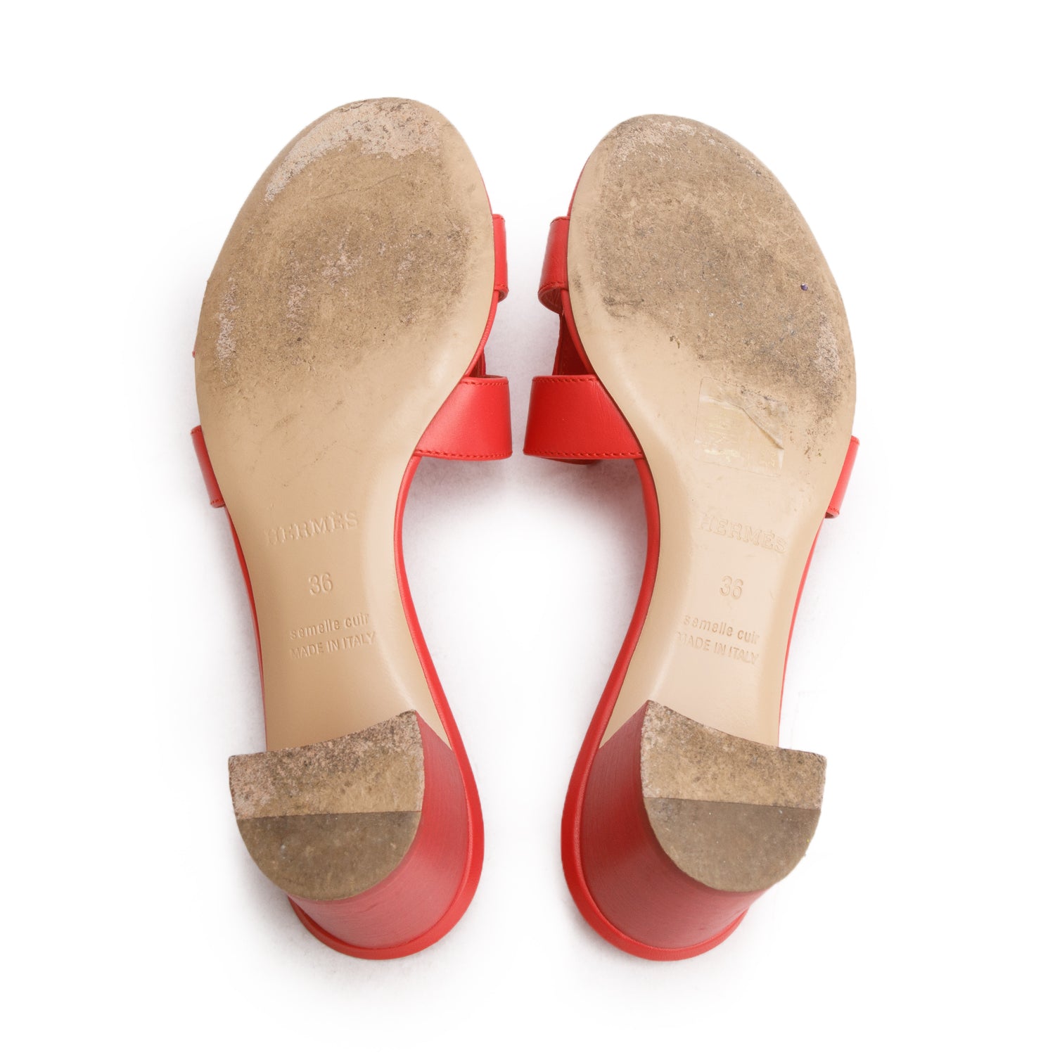 Hermes Rouge Corazon Calfskin Oasis Sandals, Size 36 w/ Box