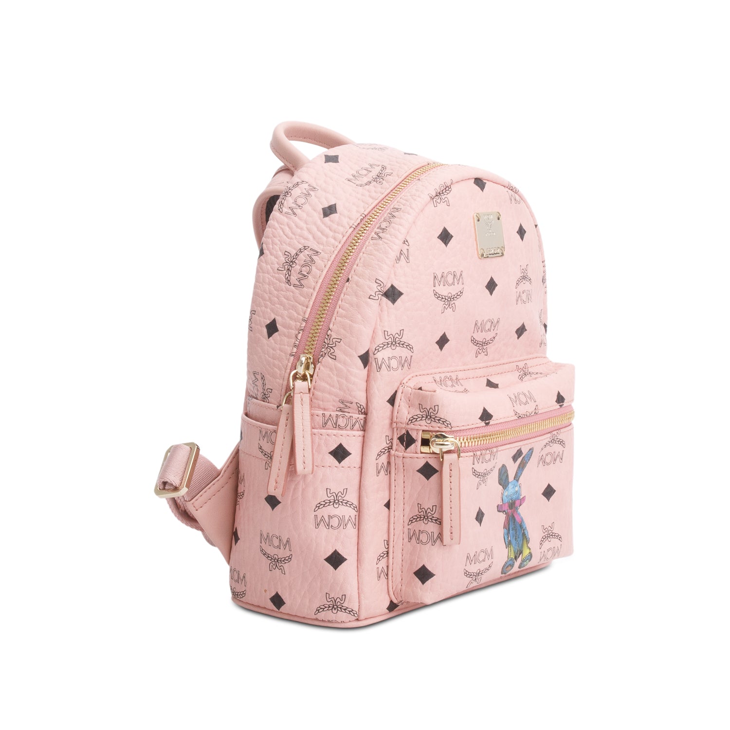 MCM Pink Visetos Rabbit Mini Backpack