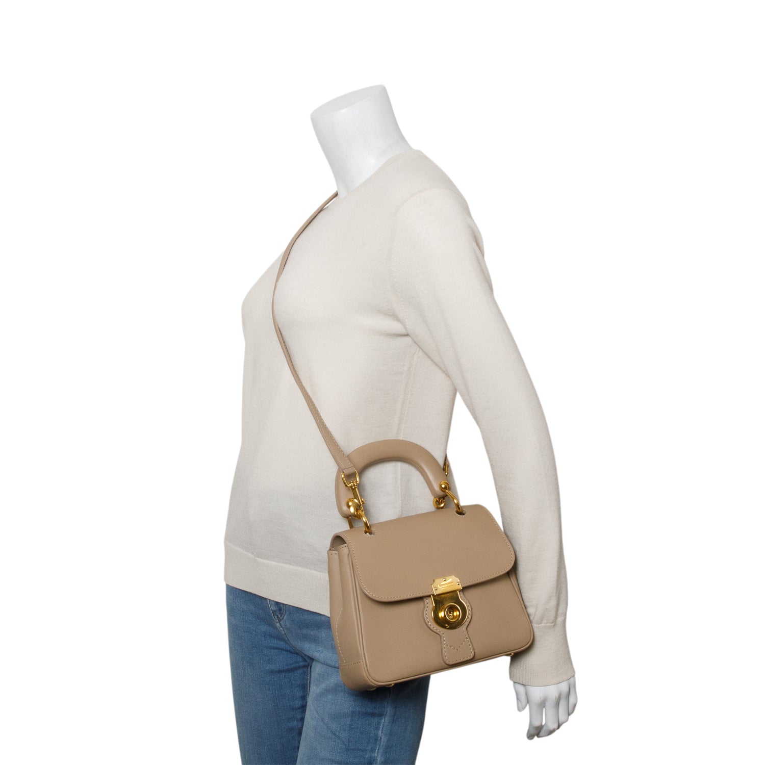 Burberry Brown Trench Calfskin Small DK88 Top Handle Bag w/ Strap