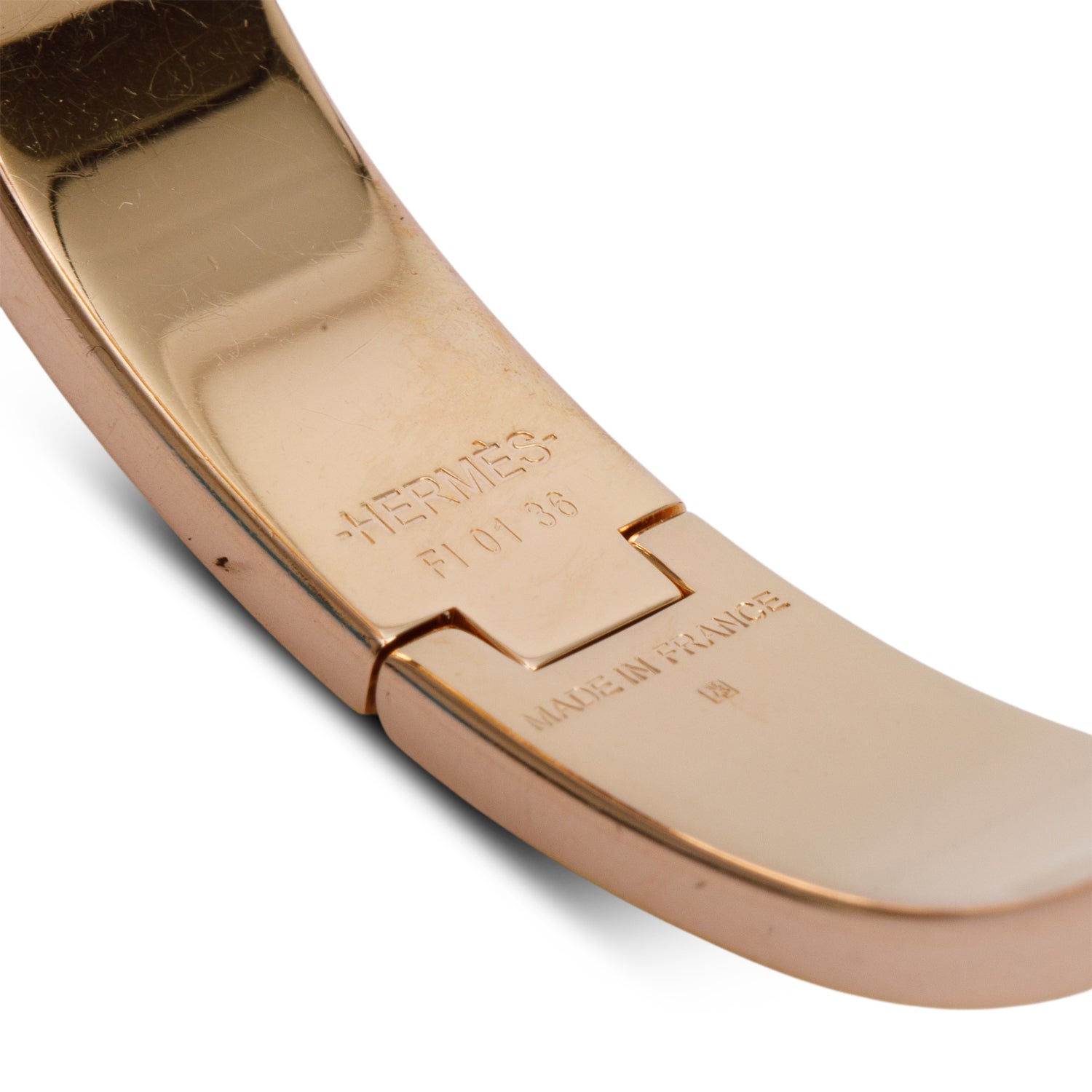 Hermes Yellow Gold Plated Taupe Enamel 12 MM Clic H Bracelet