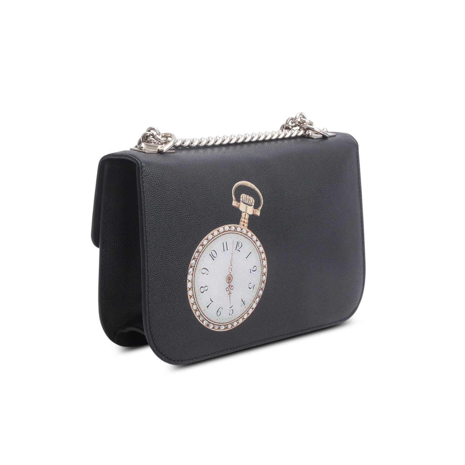 Alexander McQueen Black Printed Calfskin Leather Butterfly Insignia Flap Bag