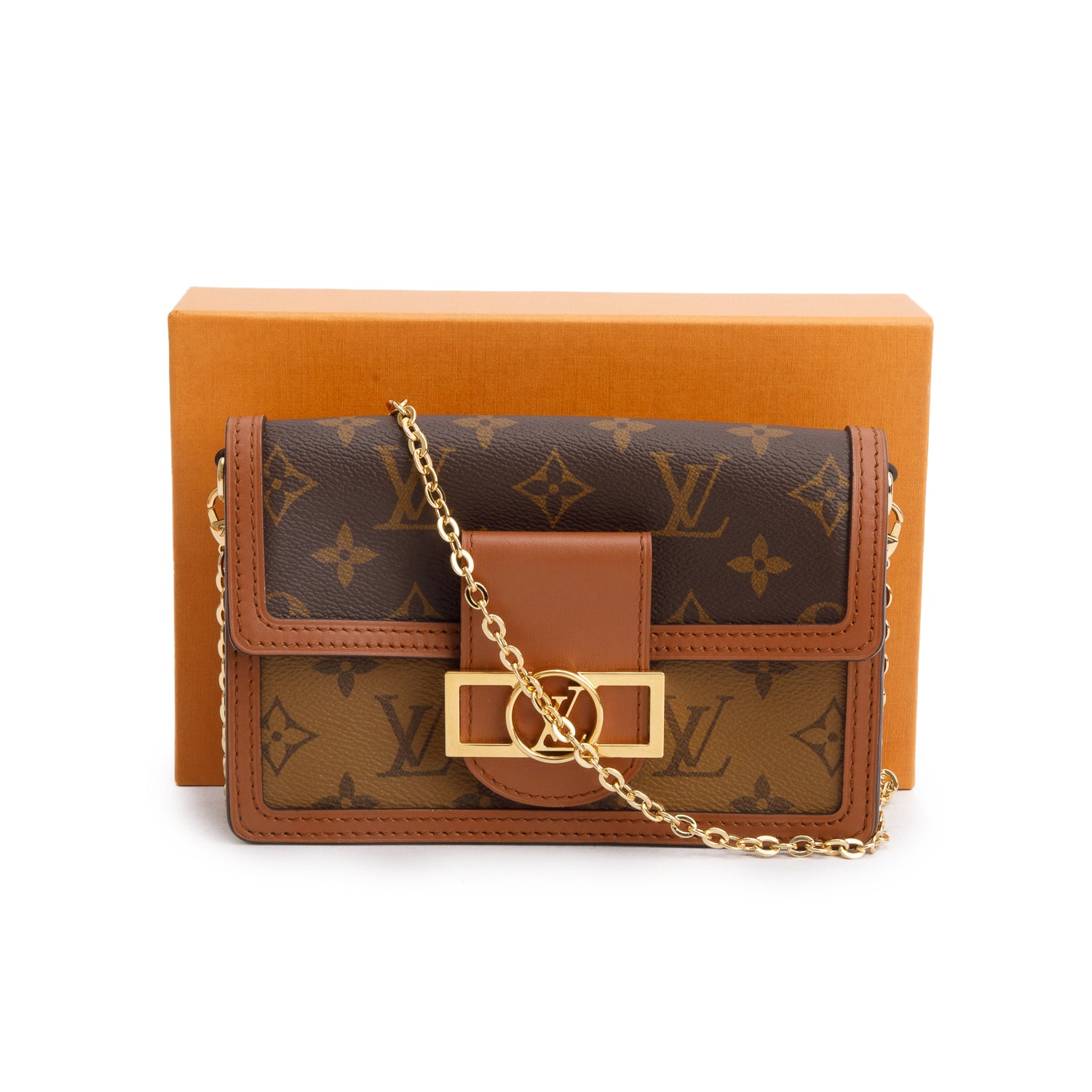 Louis Vuitton Reverse Monogram Dauphine Chain Wallet w/ Box
