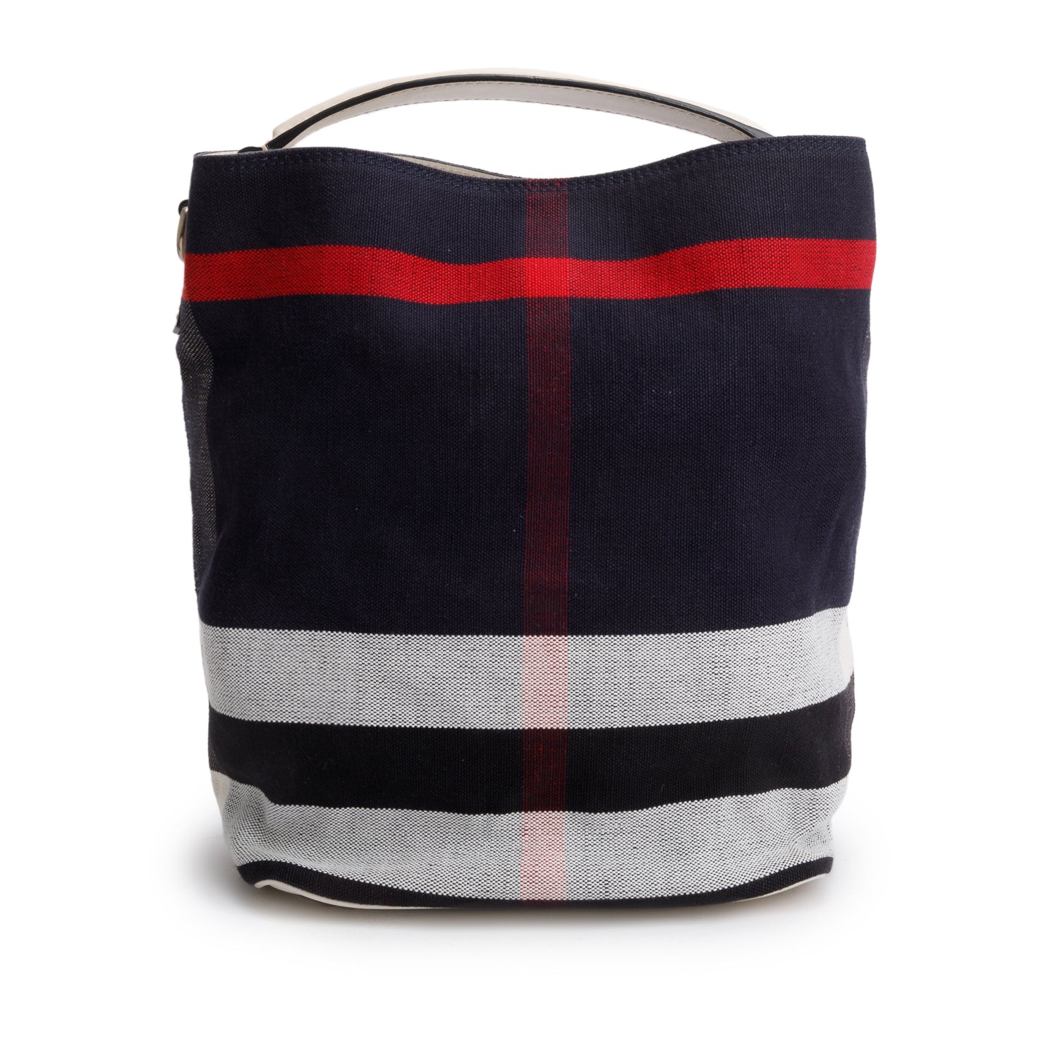 Burberry Navy Canvas Ashby Mega Check Bucket Bag w/ Pouch & Strap