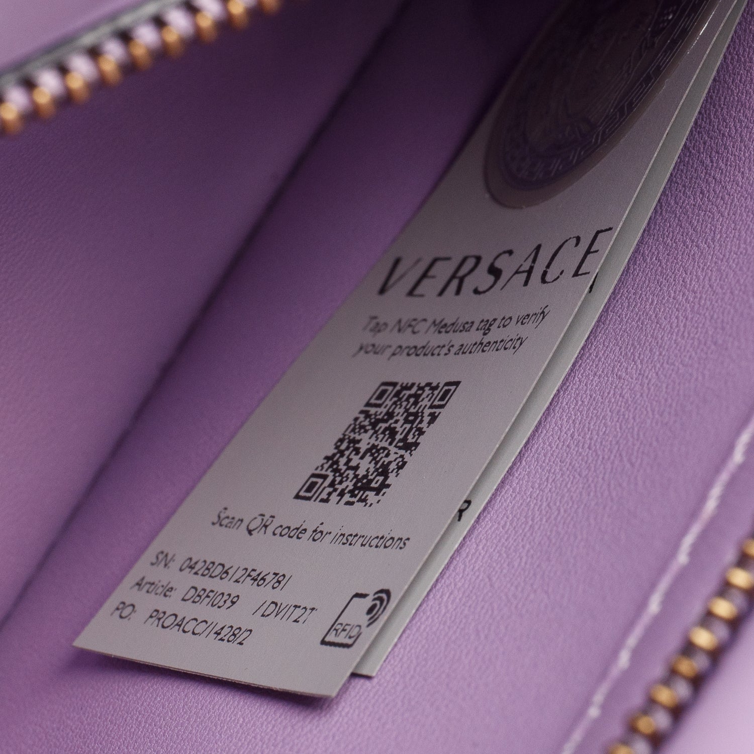 Versace Purple Grained Calfskin Medium La Medusa Top Handle w/ Straps