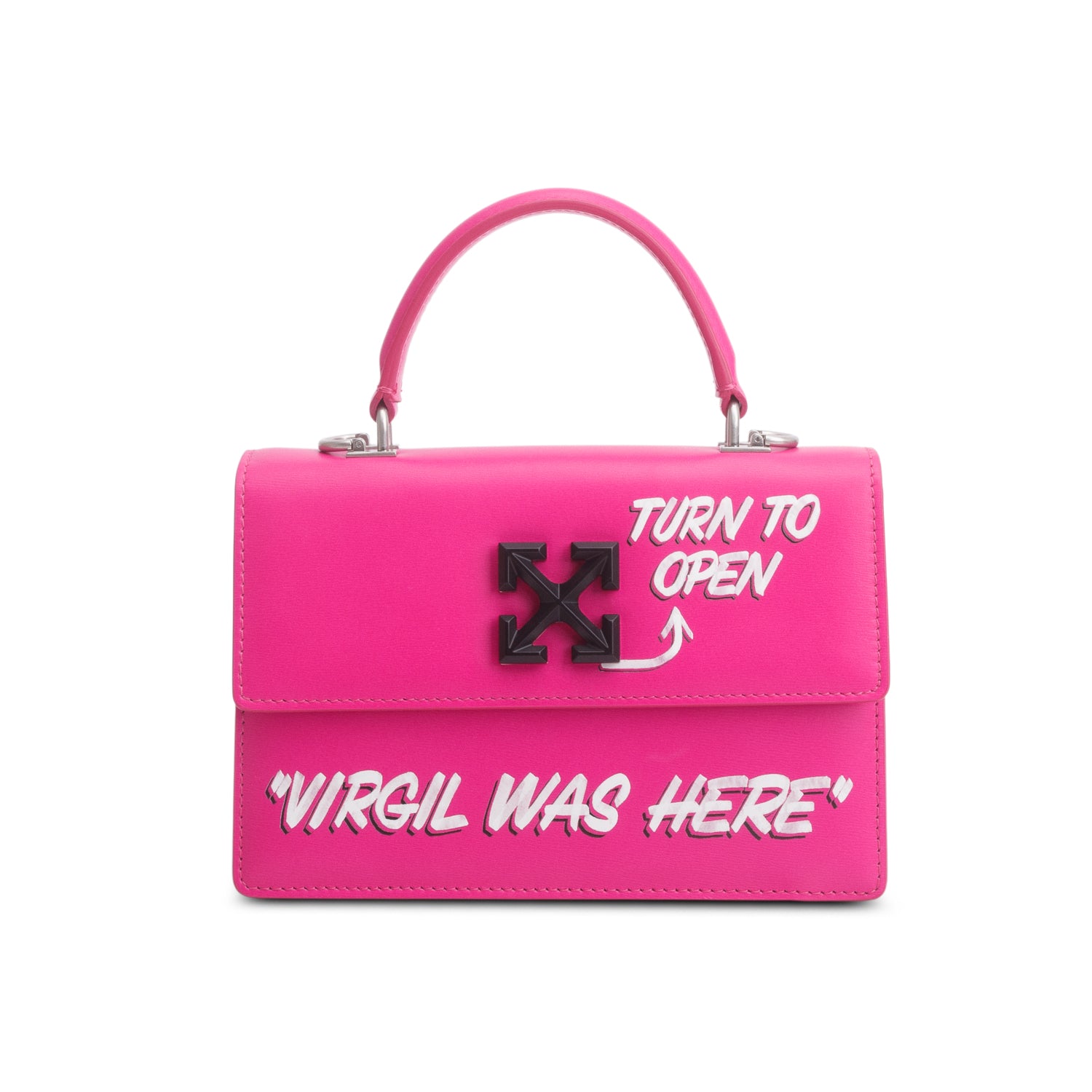 Off-White Fuschia Calfskin Jitney 1.4 Virgil Abloh Shoulder bag w/ Strap