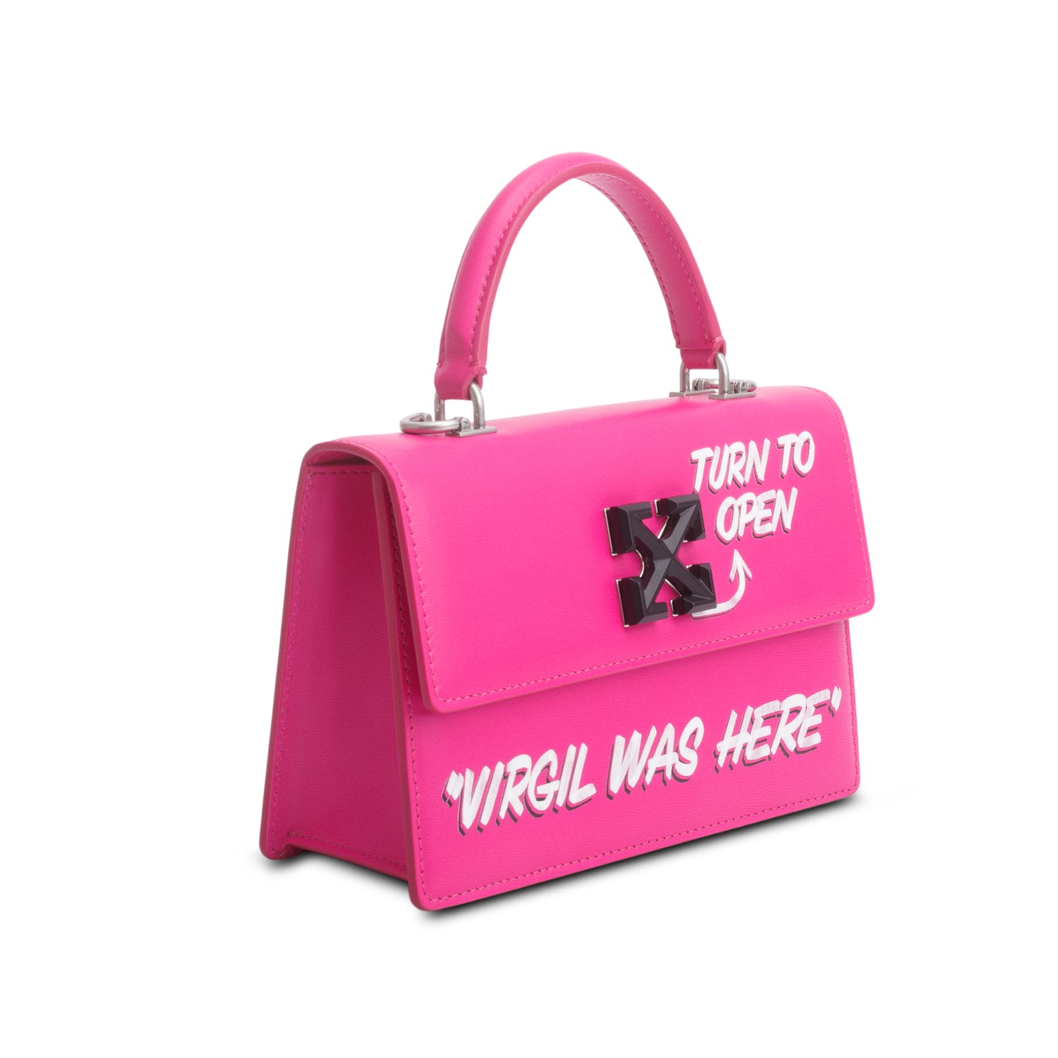 Off-White Fuschia Calfskin Jitney 1.4 Virgil Abloh Shoulder bag w/ Strap