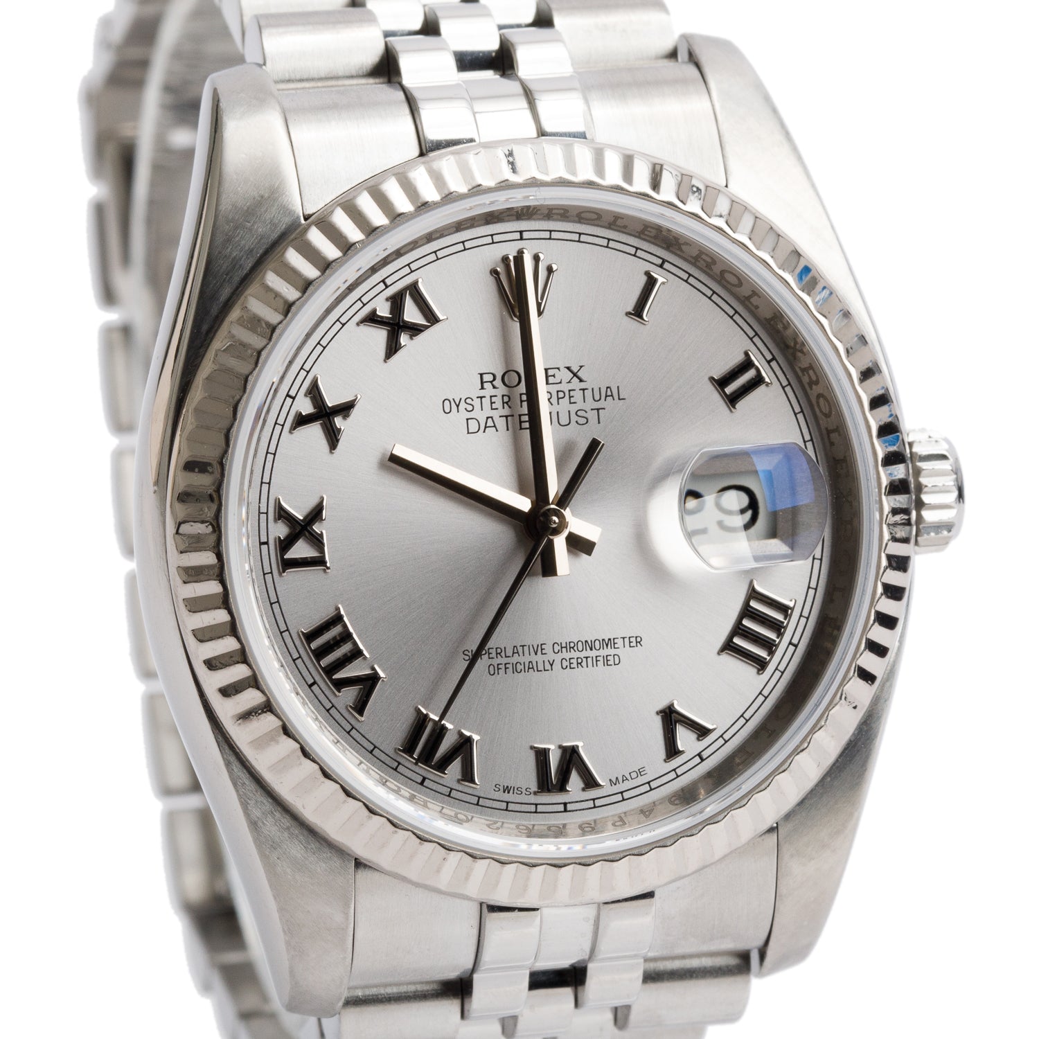 Rolex Stainless Steel Datejust 36 MM Automatic Watch Silver Roman Dial 116234 w/ Box