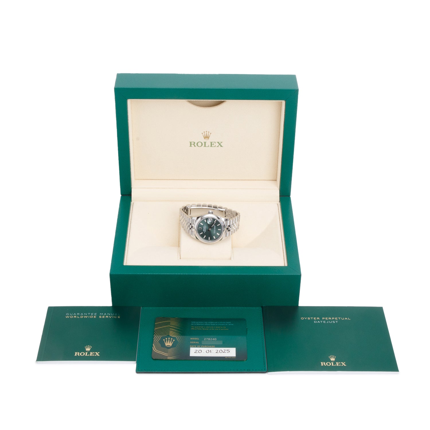 Rolex 2025 Stainless Steel Datejust 31 MM Watch Green Dial 278240 w/ Box & Papers
