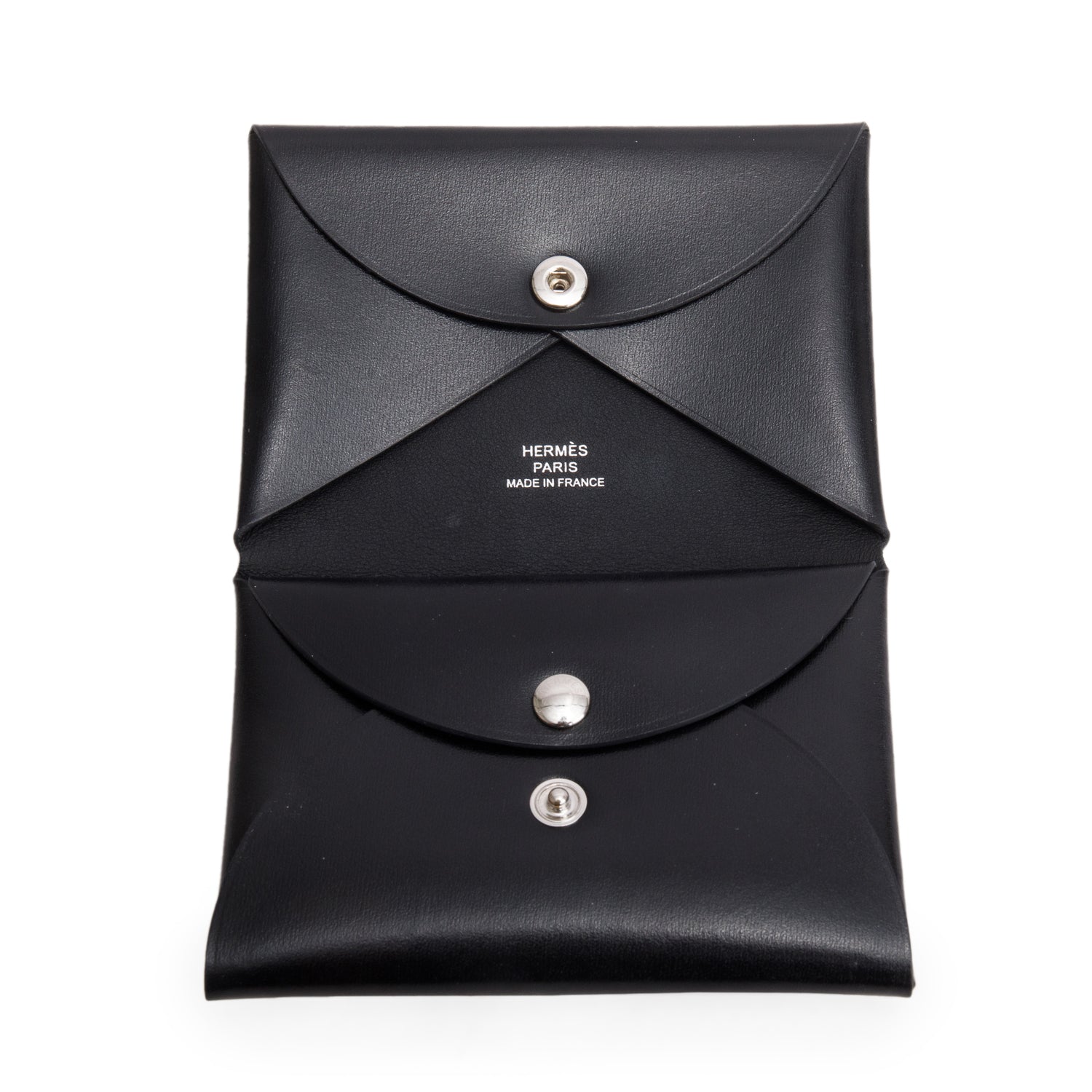 Hermes 2024 Noir Box Calvi Duo Compact Verso Card Holder w/ Box