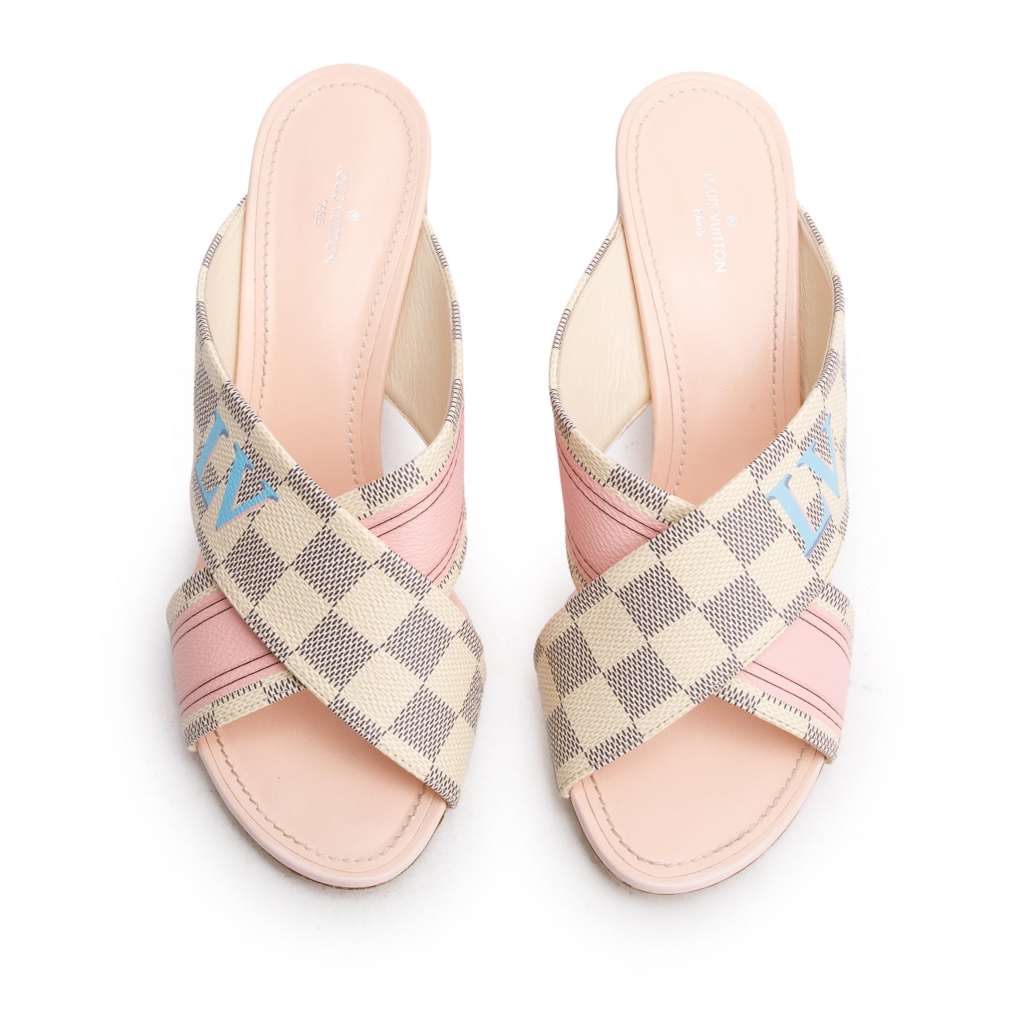 Louis Vuitton Damier Azur Panorama Slide Mule, Size 40 w/ Box