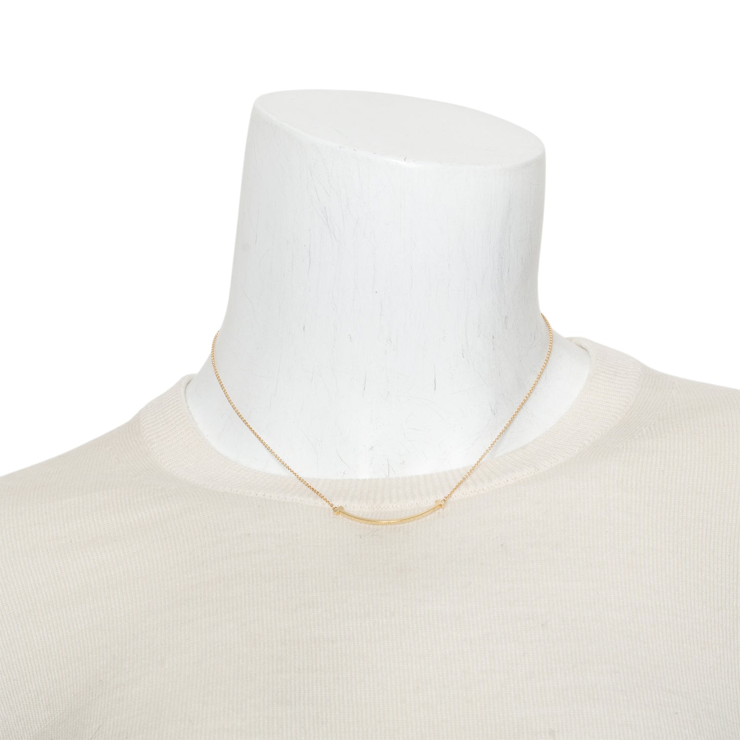 Tiffany & Co. 18k Yellow Gold Small T Smile Pendant Necklace w/ Box