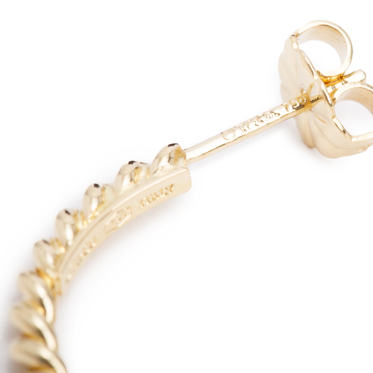 Tiffany & Co. 18k Yellow Gold Twisted Hoop Earrings w/ Box