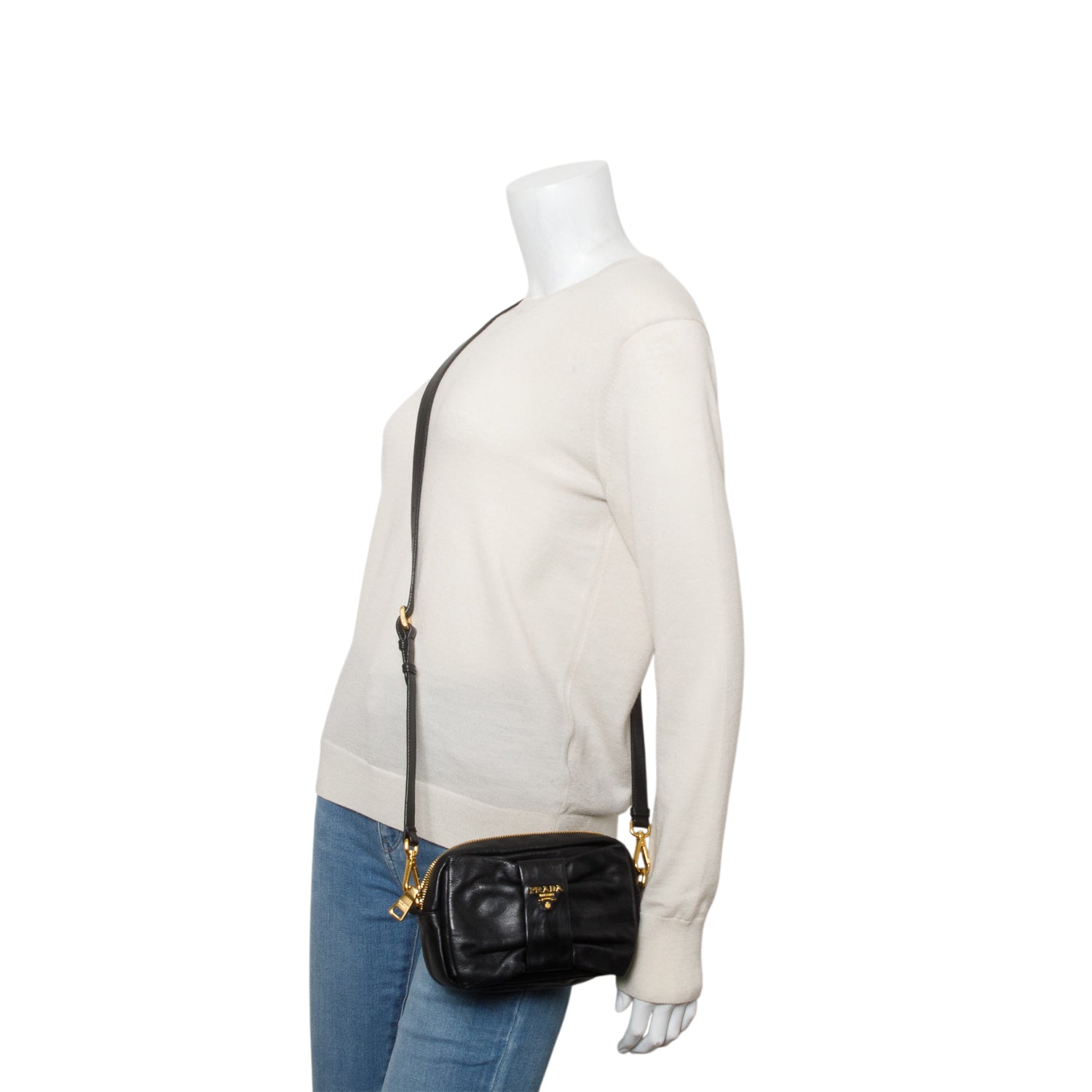 Prada Black Nappa Fiocco Bow Crossbody Clutch w/ Authenticity Card