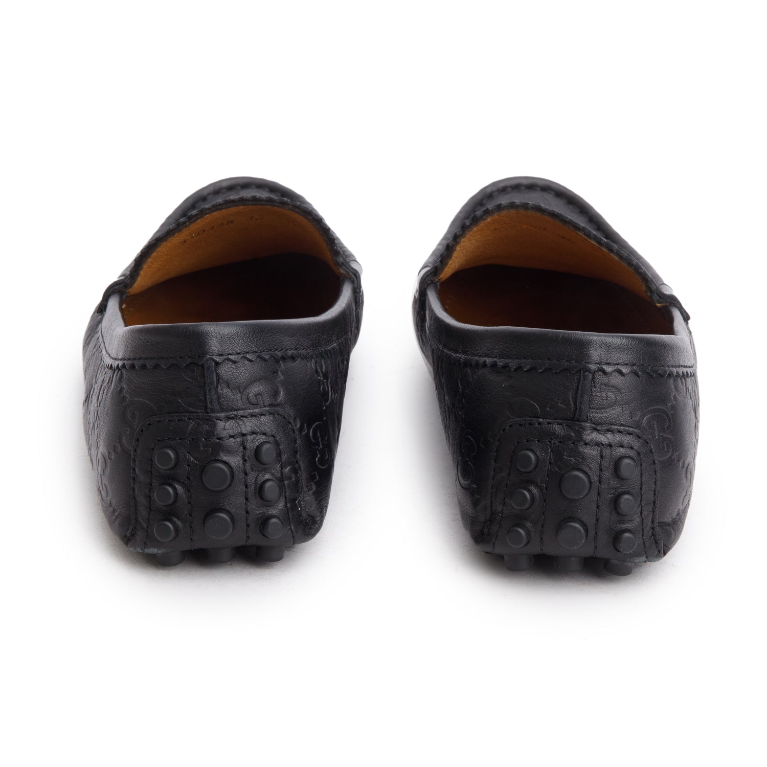 Gucci Black Guccissima Soft Leather Driving Loafers, Size 38 w/ Box