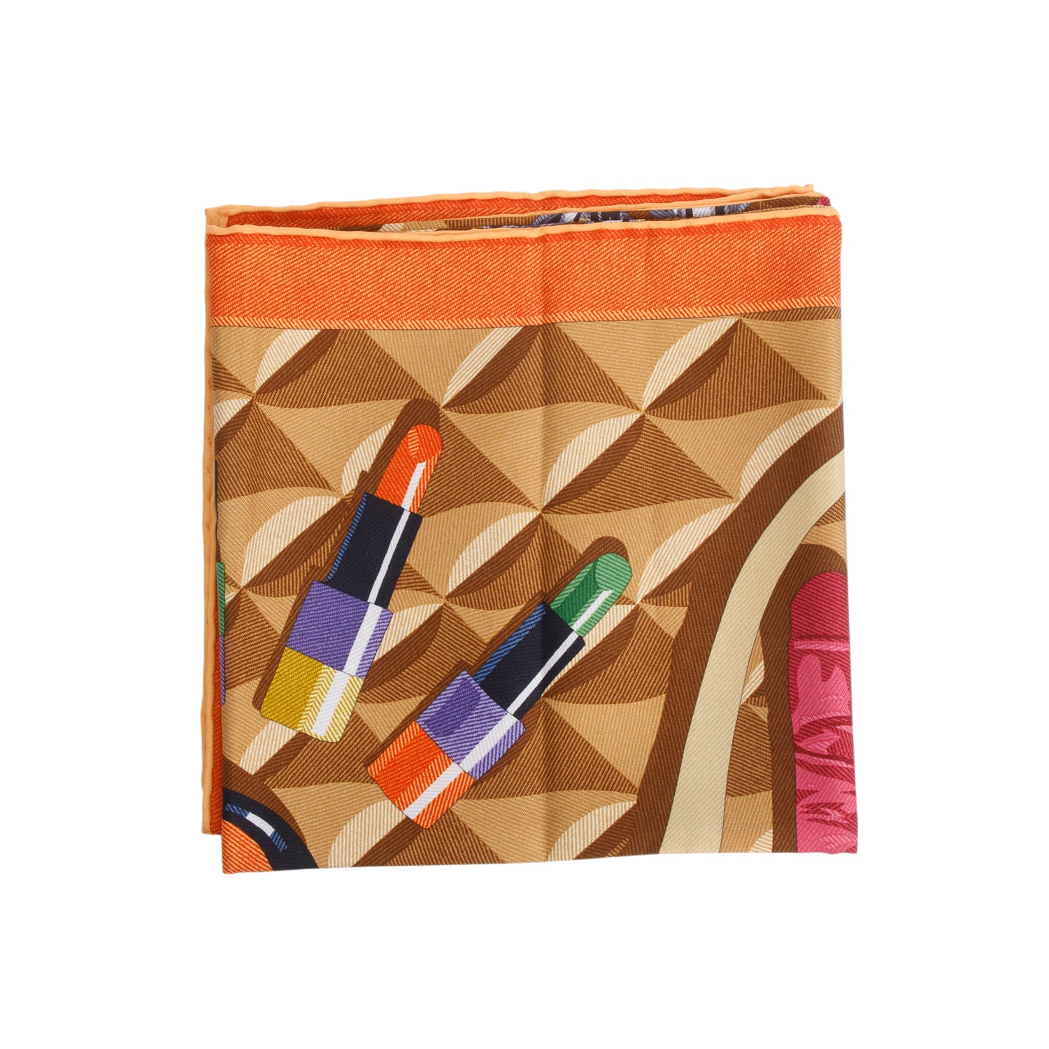 Hermes 2025 Orange Multicolor 'Beaute Composee' Silk Scarf 90 w/ Receipt