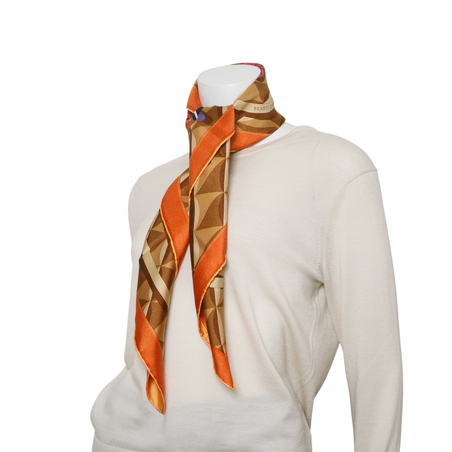 Hermes 2025 Orange Multicolor 'Beaute Composee' Silk Scarf 90 w/ Receipt