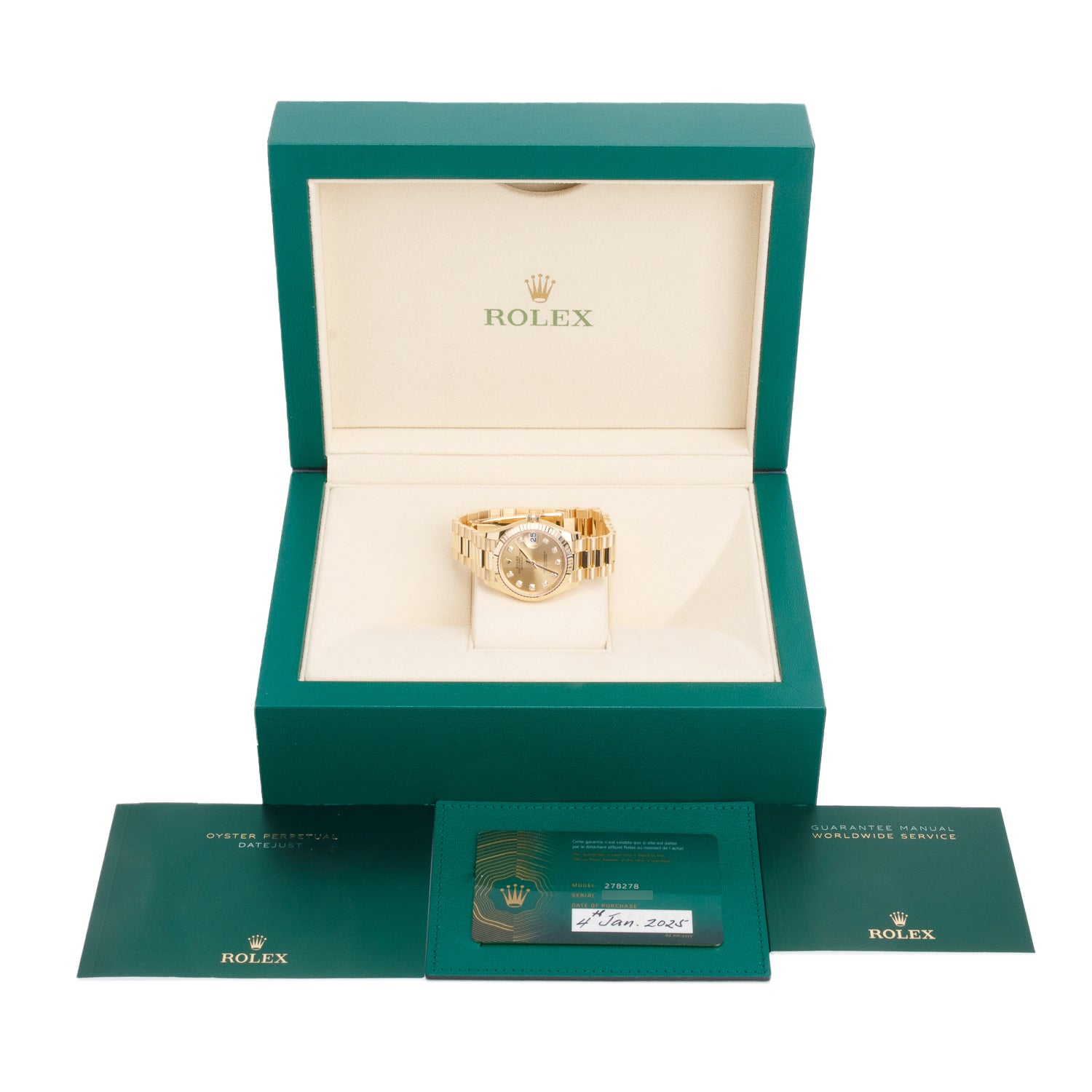 Rolex 2025 18k Yellow Gold Datejust 31 MM Watch Diamond Dial 278278 w/ Box & Papers