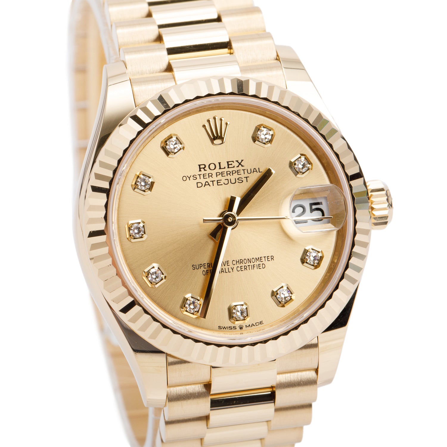 Rolex 2025 18k Yellow Gold Datejust 31 MM Watch Diamond Dial 278278 w/ Box & Papers