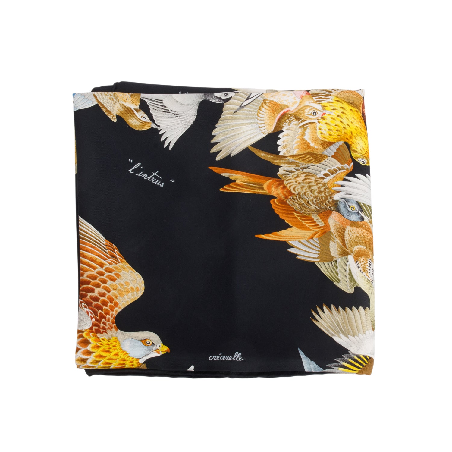 Hermes Black 'L'Intrus' Silk Scarf 90