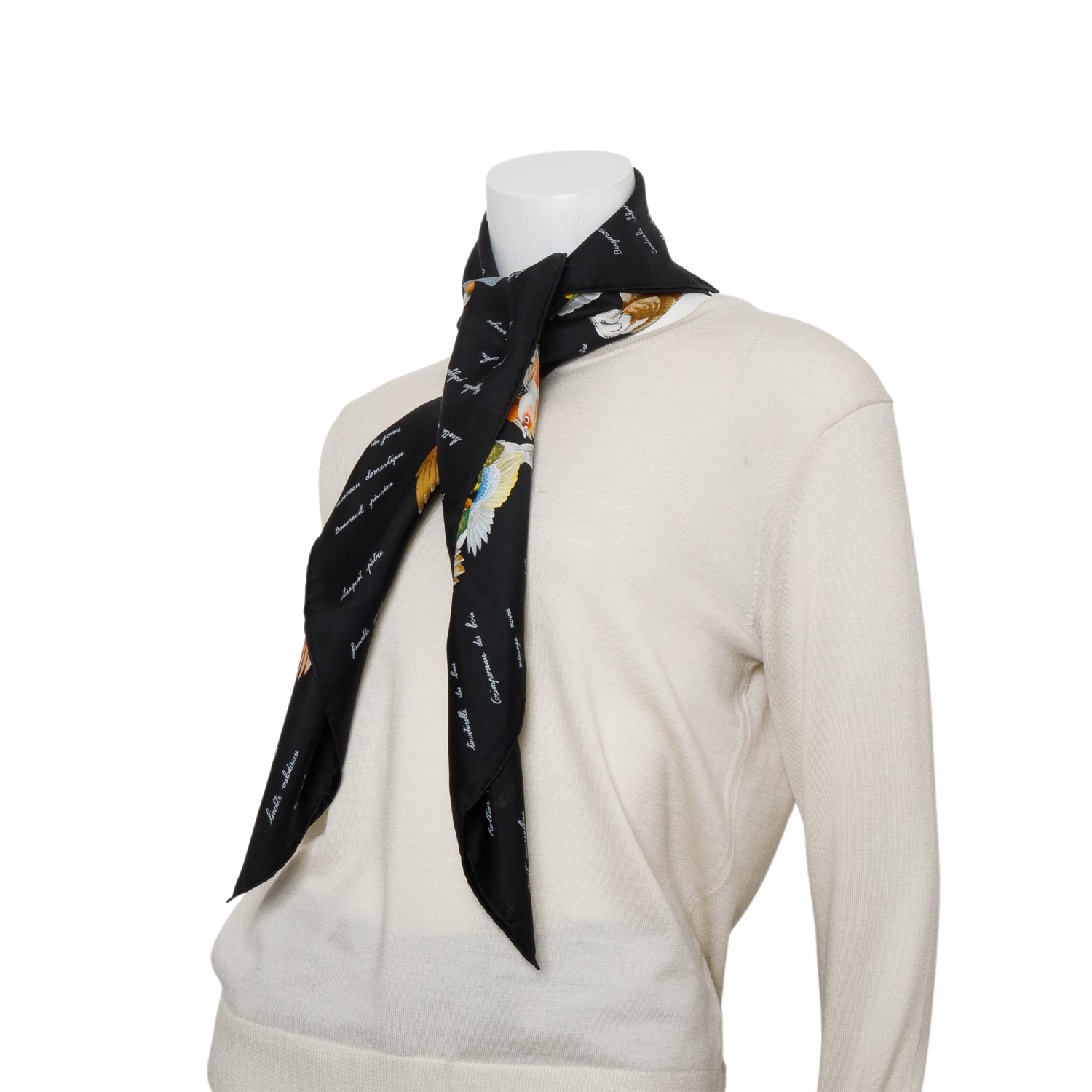 Hermes Black 'L'Intrus' Silk Scarf 90