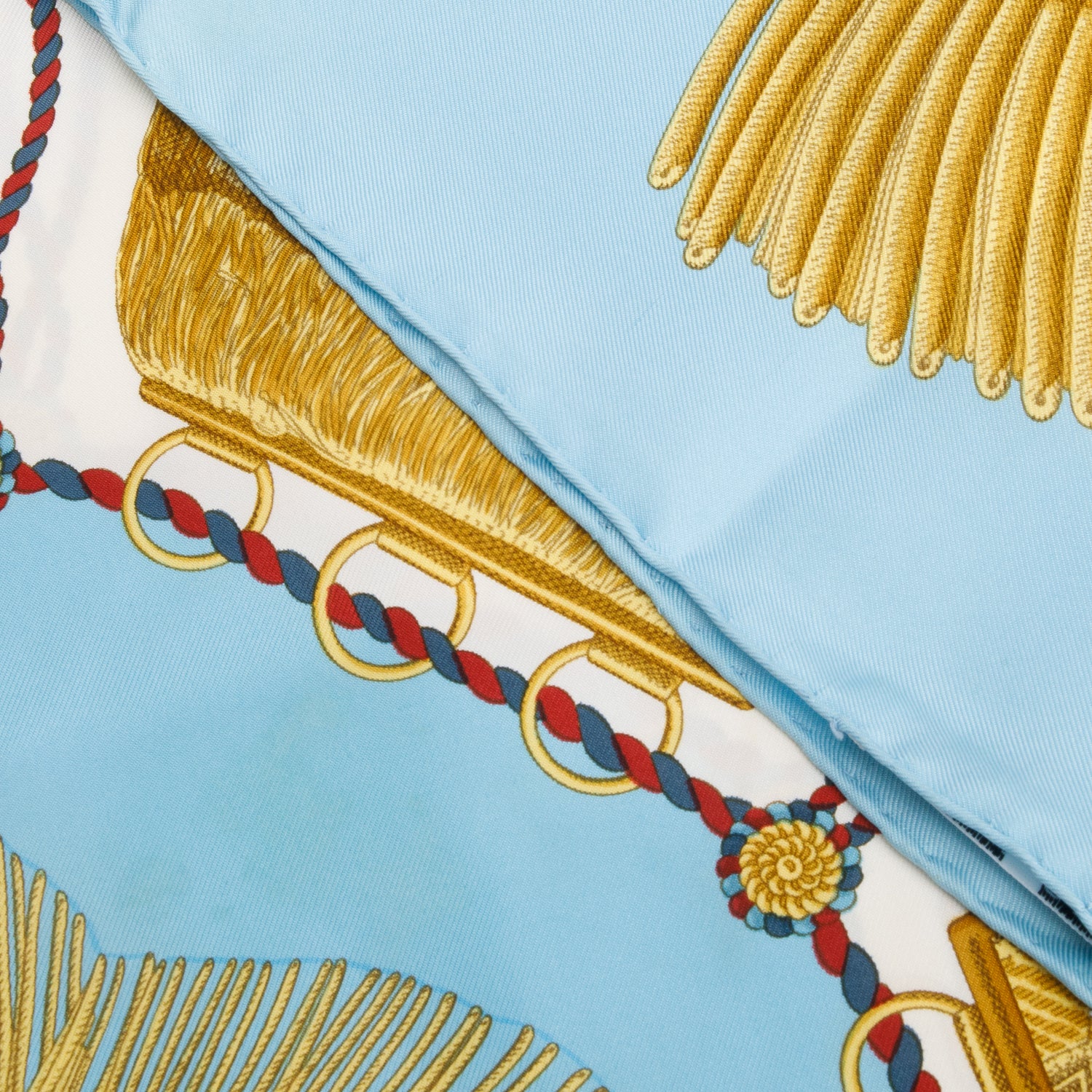 Hermes Blue/Gold 'Poste et Cavalerie' Silk Scarf 90