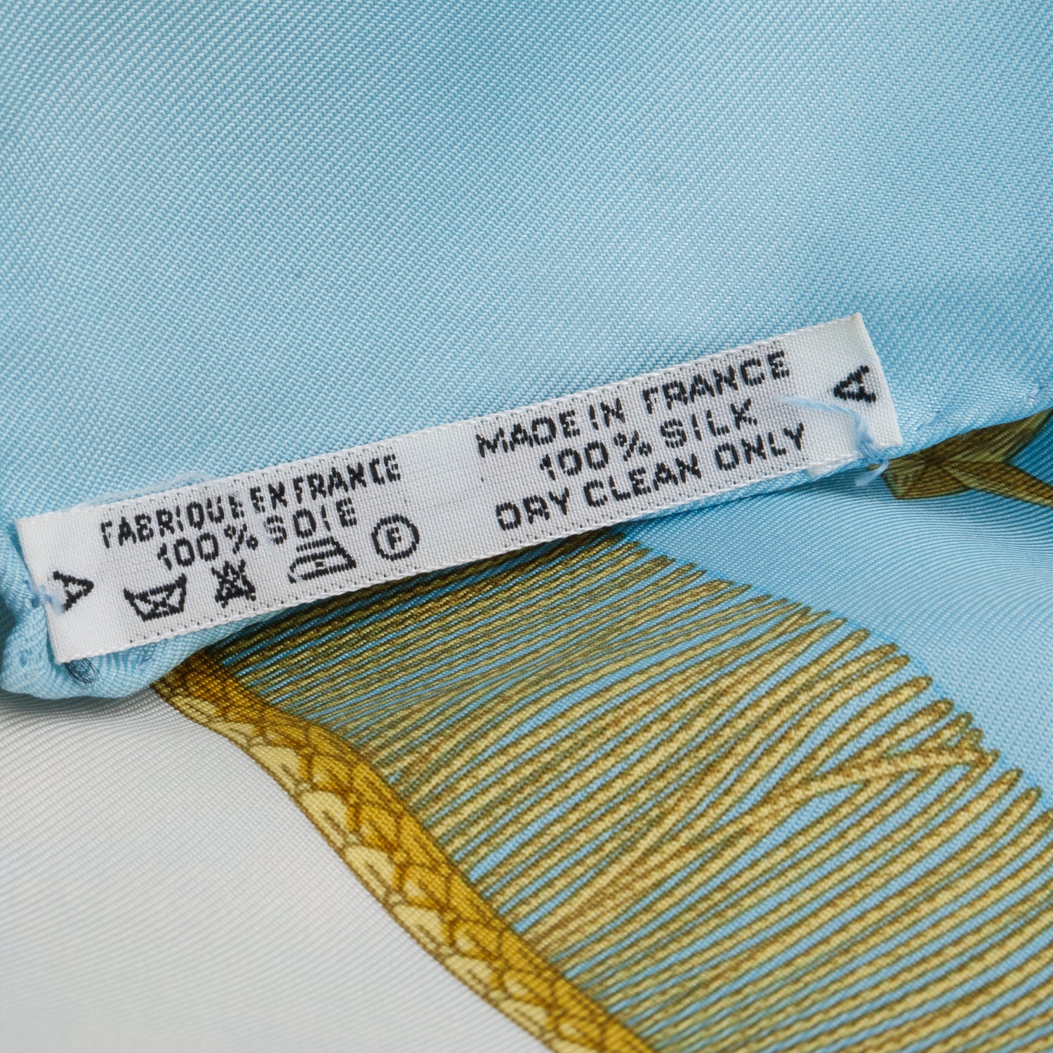 Hermes Blue/Gold 'Poste et Cavalerie' Silk Scarf 90