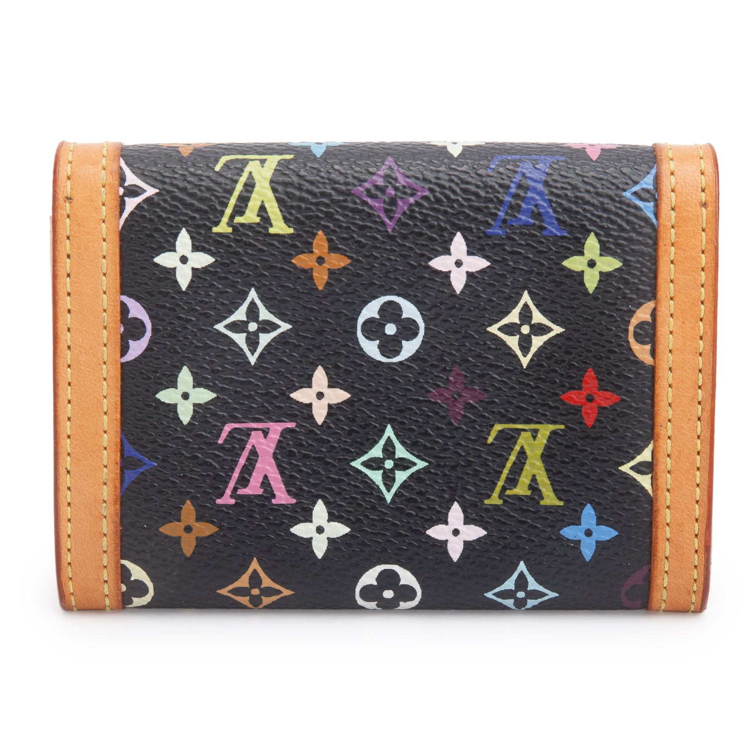 Louis Vuitton Black Monogram Multicolor Porte-Monnaie Plat Coin Purse