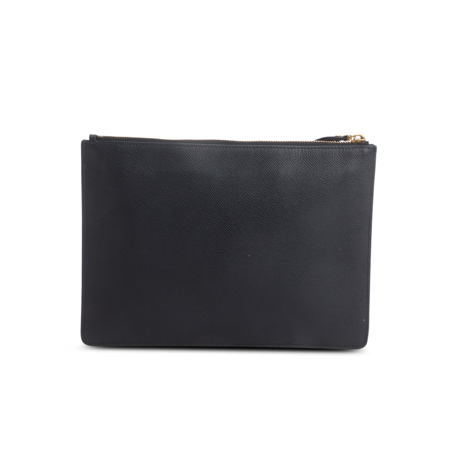Ferragamo Black Pebbled Calfskin Gancini Zip Wrislet