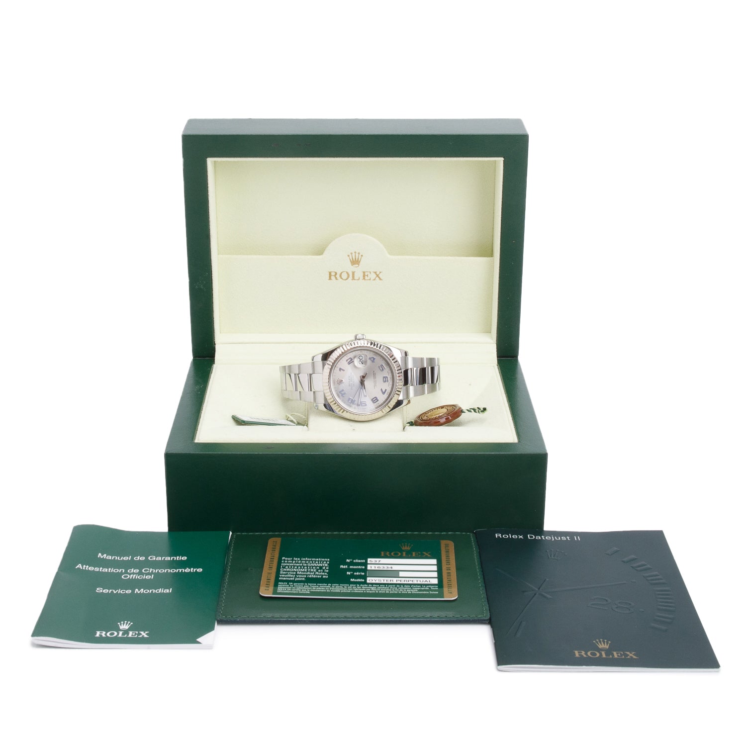 Rolex Stainless Steel Datejust II 41 MM Automatic Watch Blue Dial 116334 w/ Box & Papers