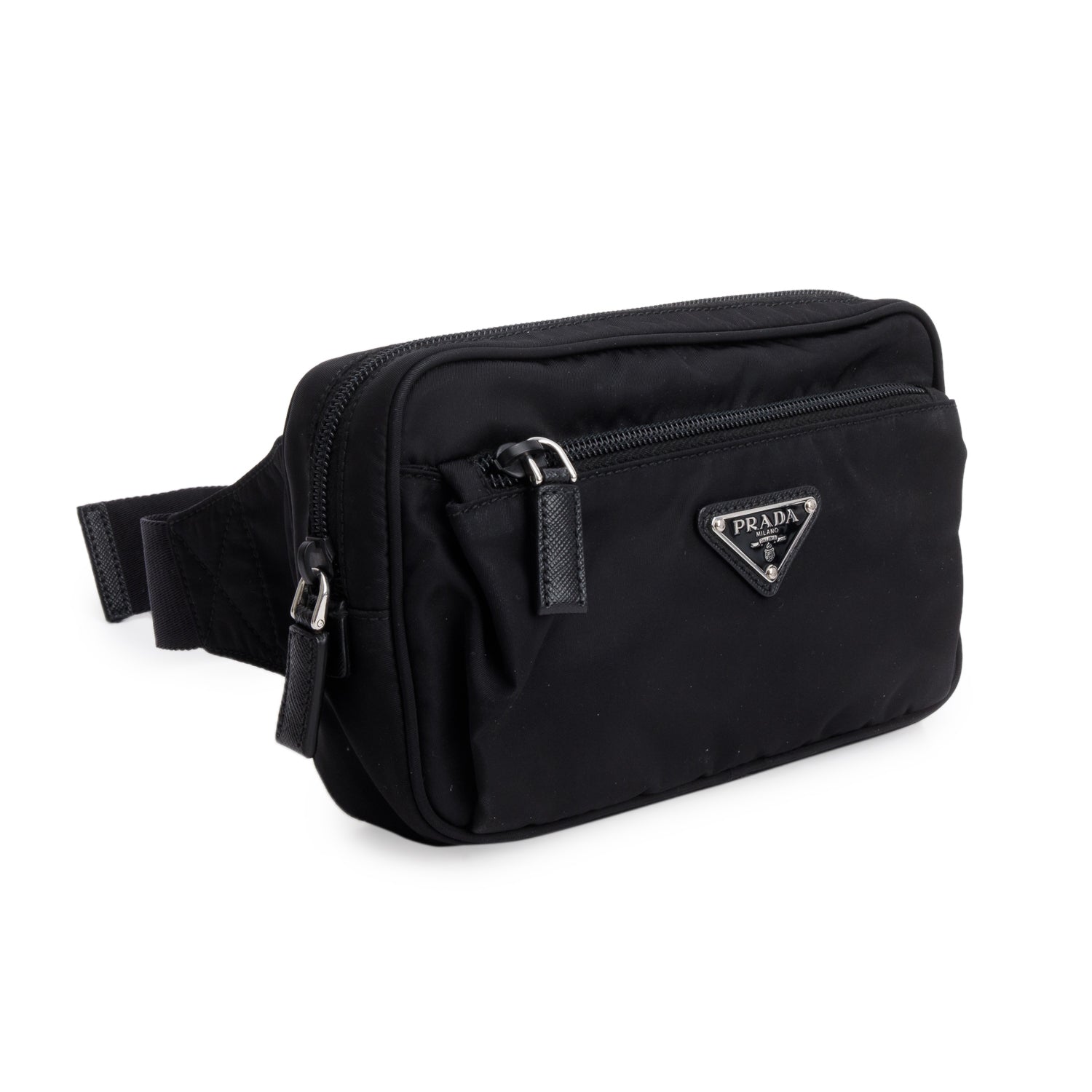 Prada 2021 Black Tessuto Nylon Montagna Belt Bag w/ Authenticity Card