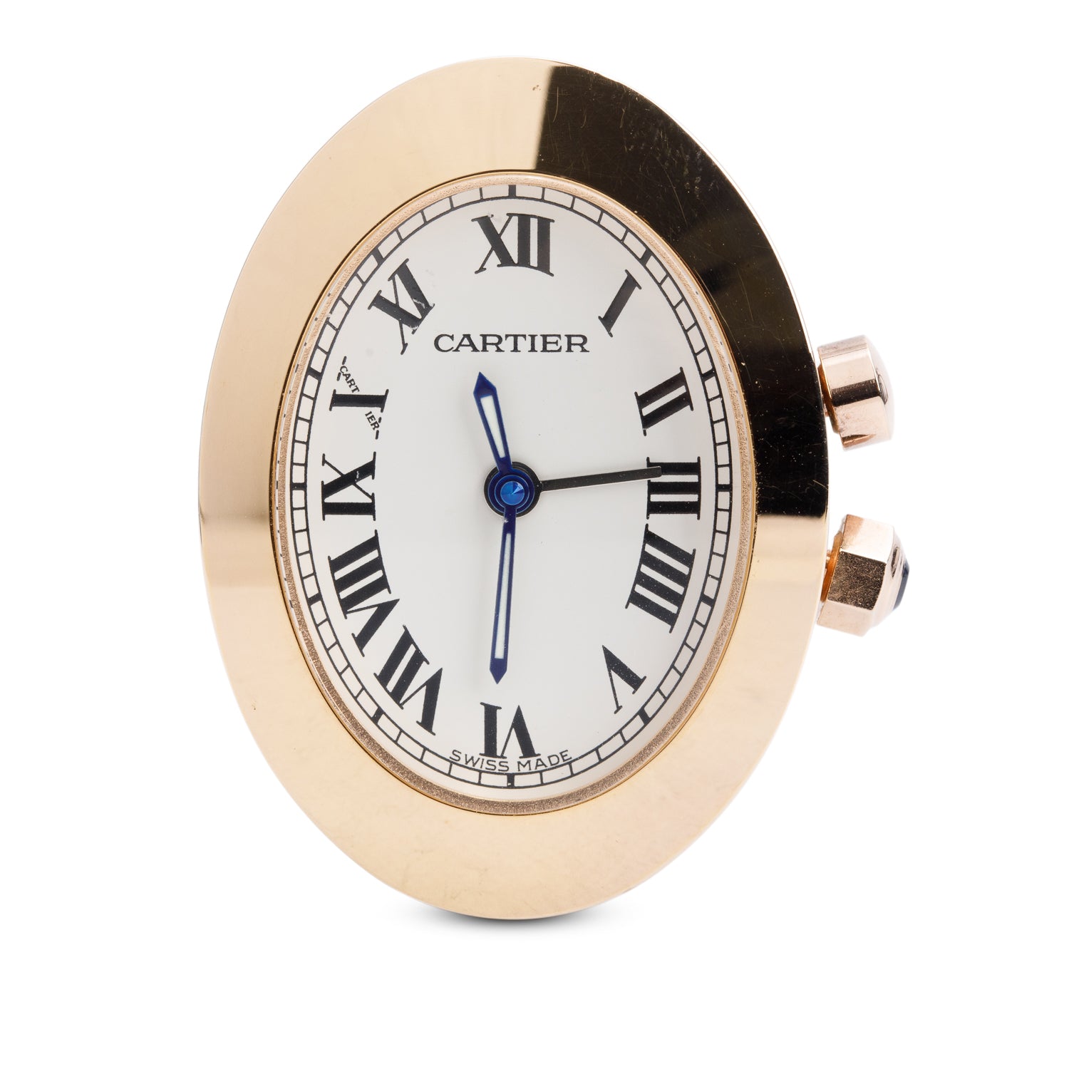 Cartier Gold Plated Brass Baignoire Alarm Desk Clock
