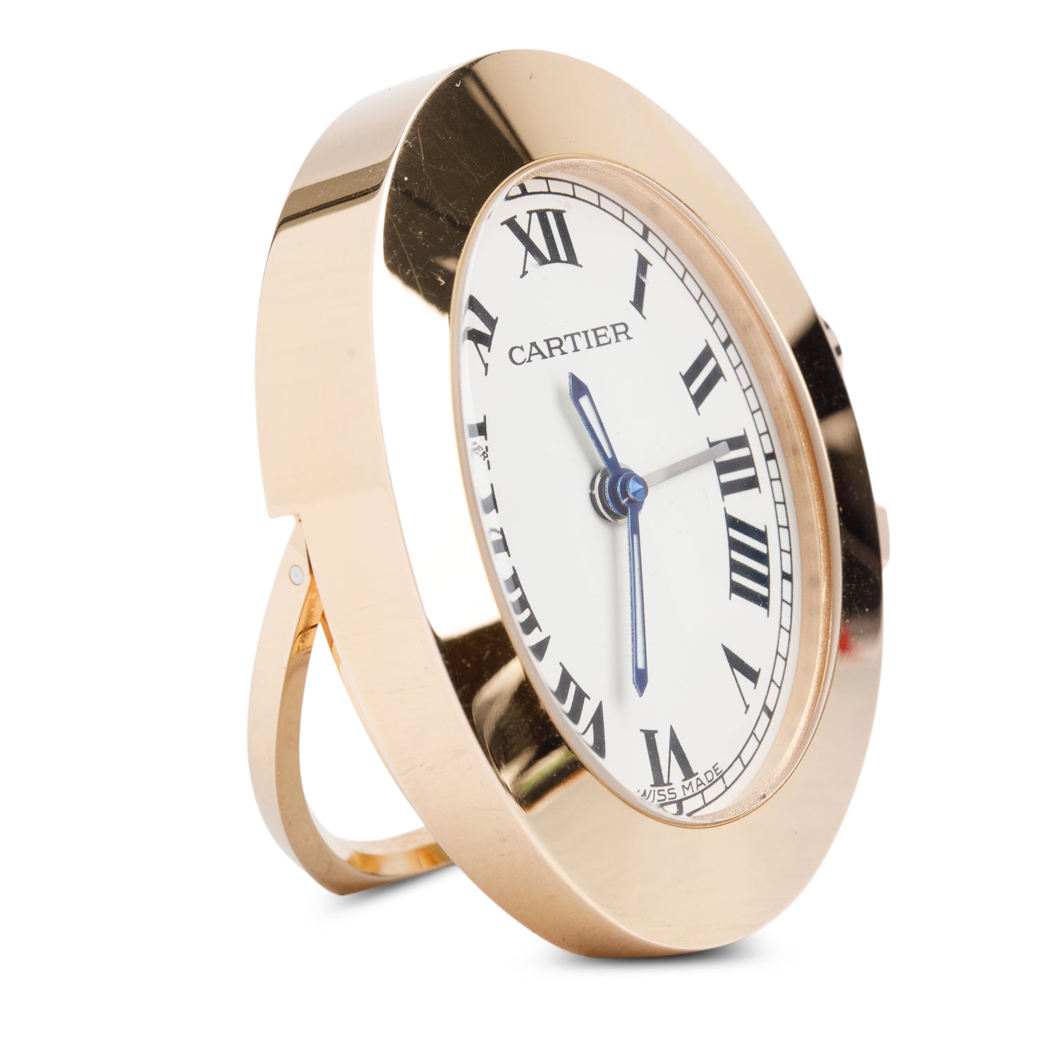Cartier Gold Plated Brass Baignoire Alarm Desk Clock