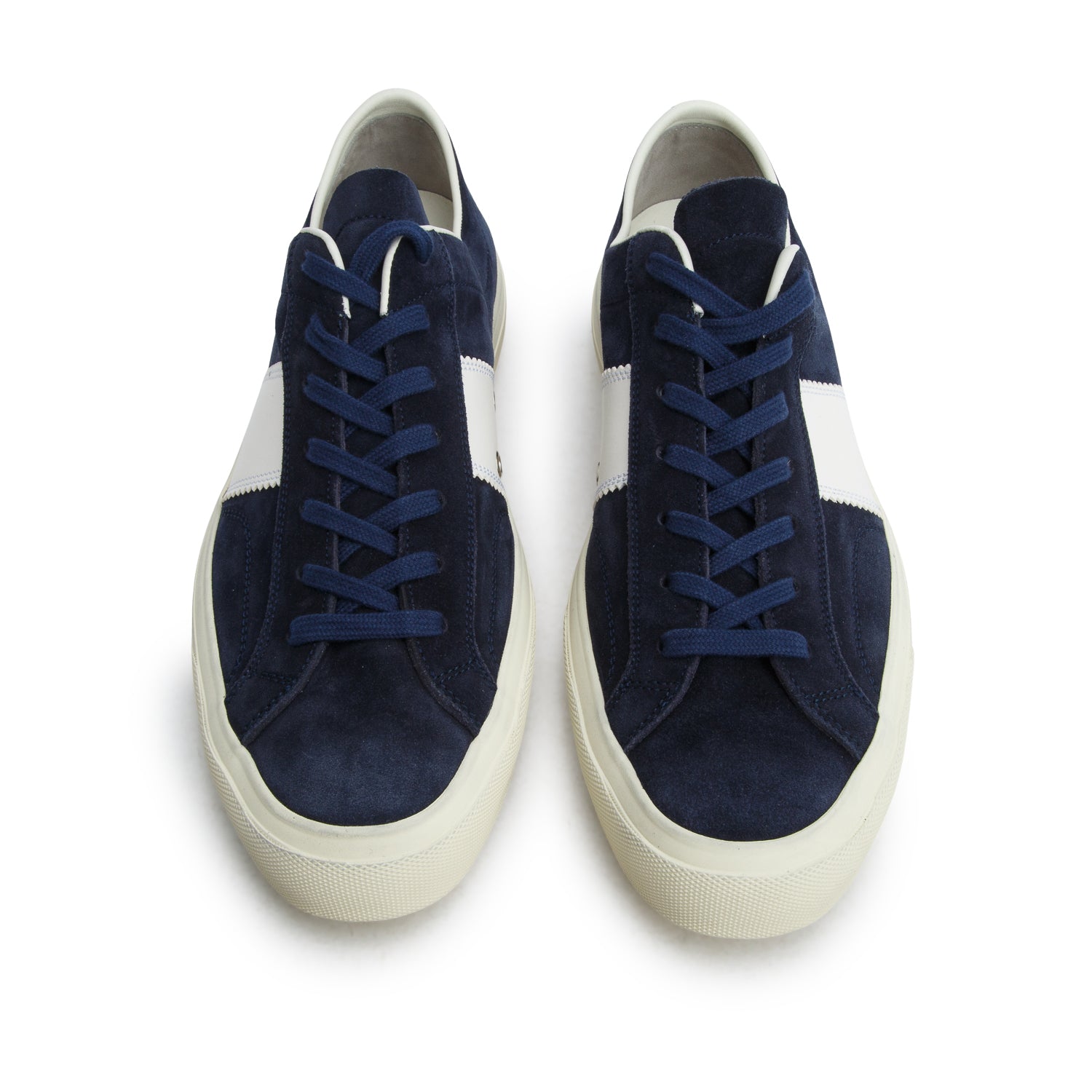 Tom Ford Navy Suede Leather Trimmed Low-Top Sneakers, Men's Size 13