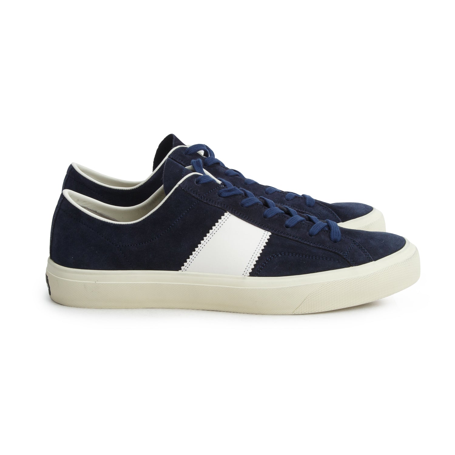 Tom Ford Navy Suede Leather Trimmed Low-Top Sneakers, Men's Size 13
