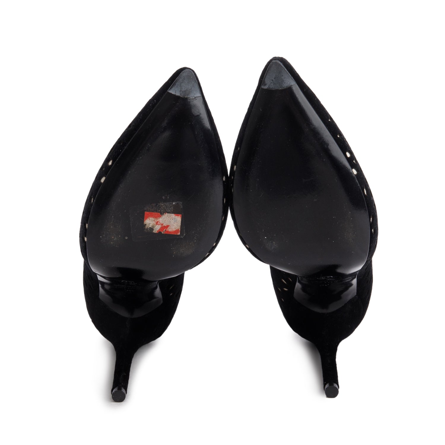 Alexander McQueen White/Black Suede Laser Cut Velvet Pumps, Size 36