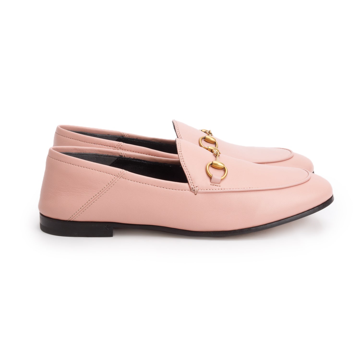 Gucci Pink Calfskin Brixton Horsebit Loafers, Women's Size 38.5