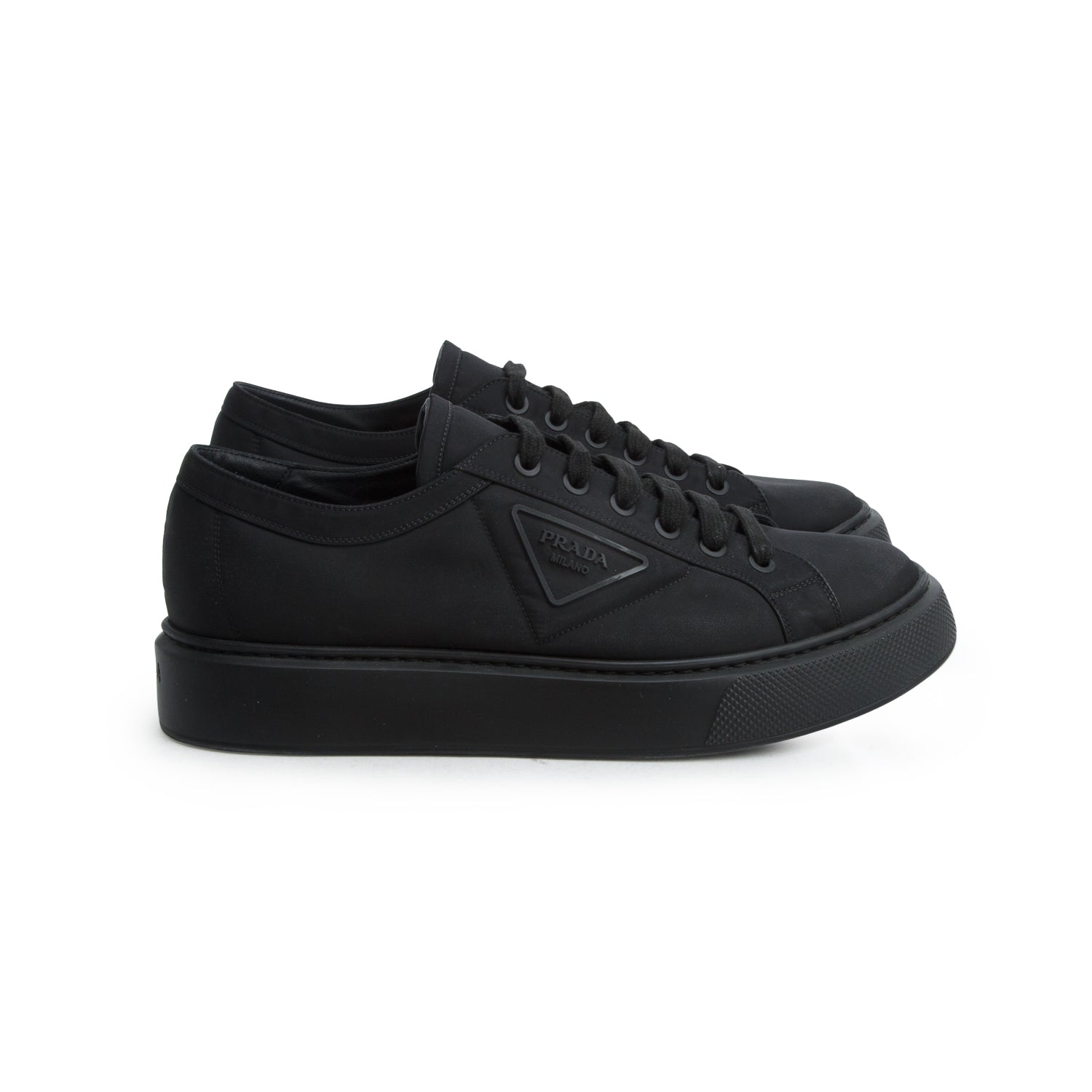 Prada Black Re-Nylon Gabardine Macro Sneakers, Men's Size 12