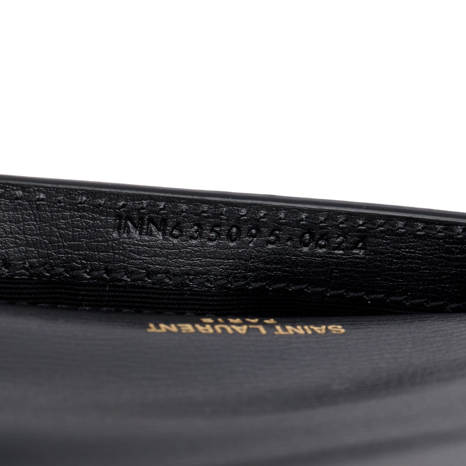 Saint Laurent 2024 Black Smooth Leather Cassandre Phone Holder w/ Box