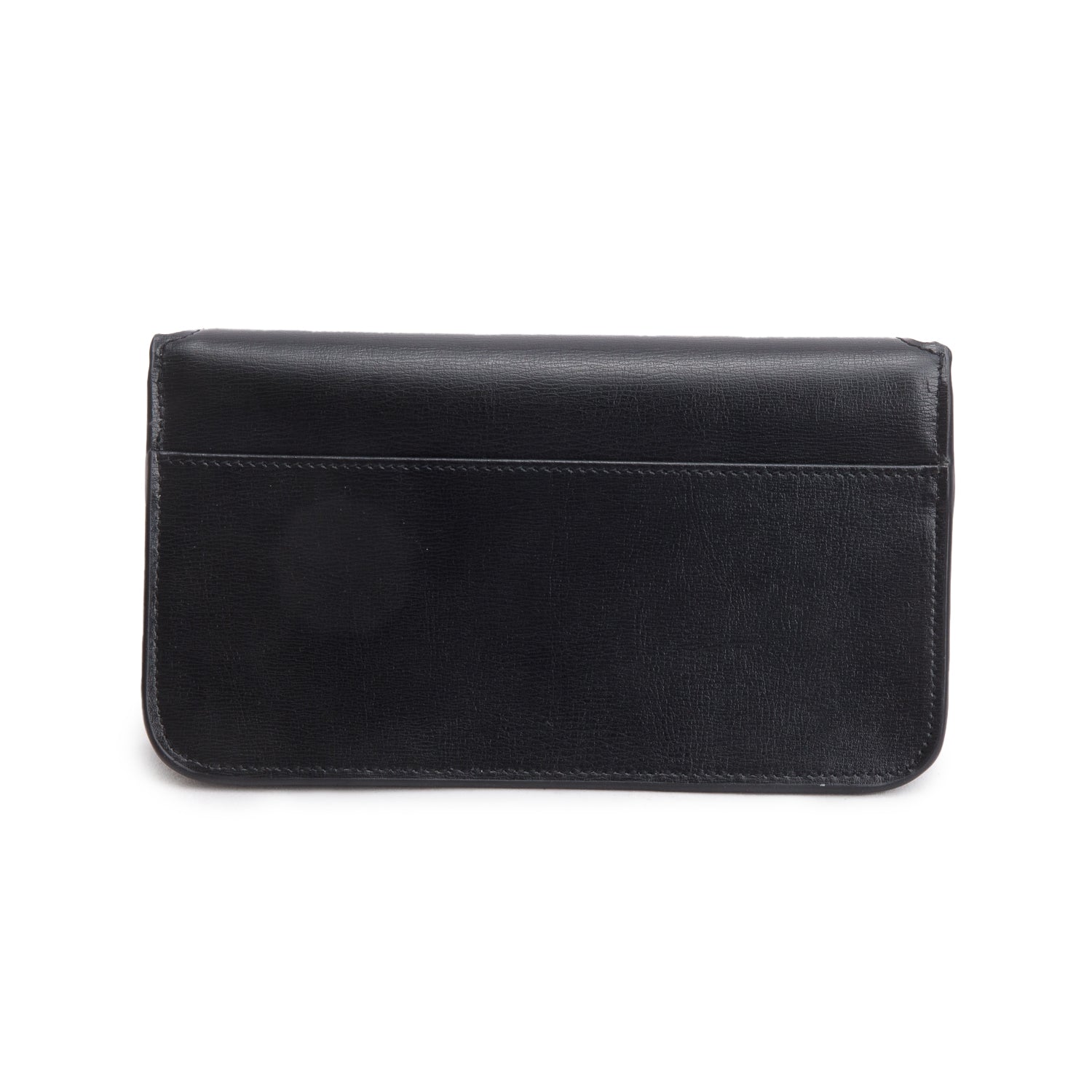 Saint Laurent 2024 Black Smooth Leather Cassandre Phone Holder w/ Box