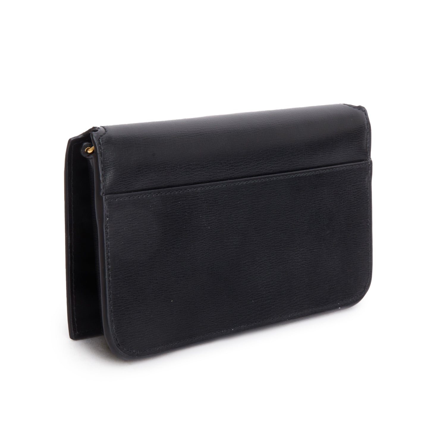 Saint Laurent 2024 Black Smooth Leather Cassandre Phone Holder w/ Box