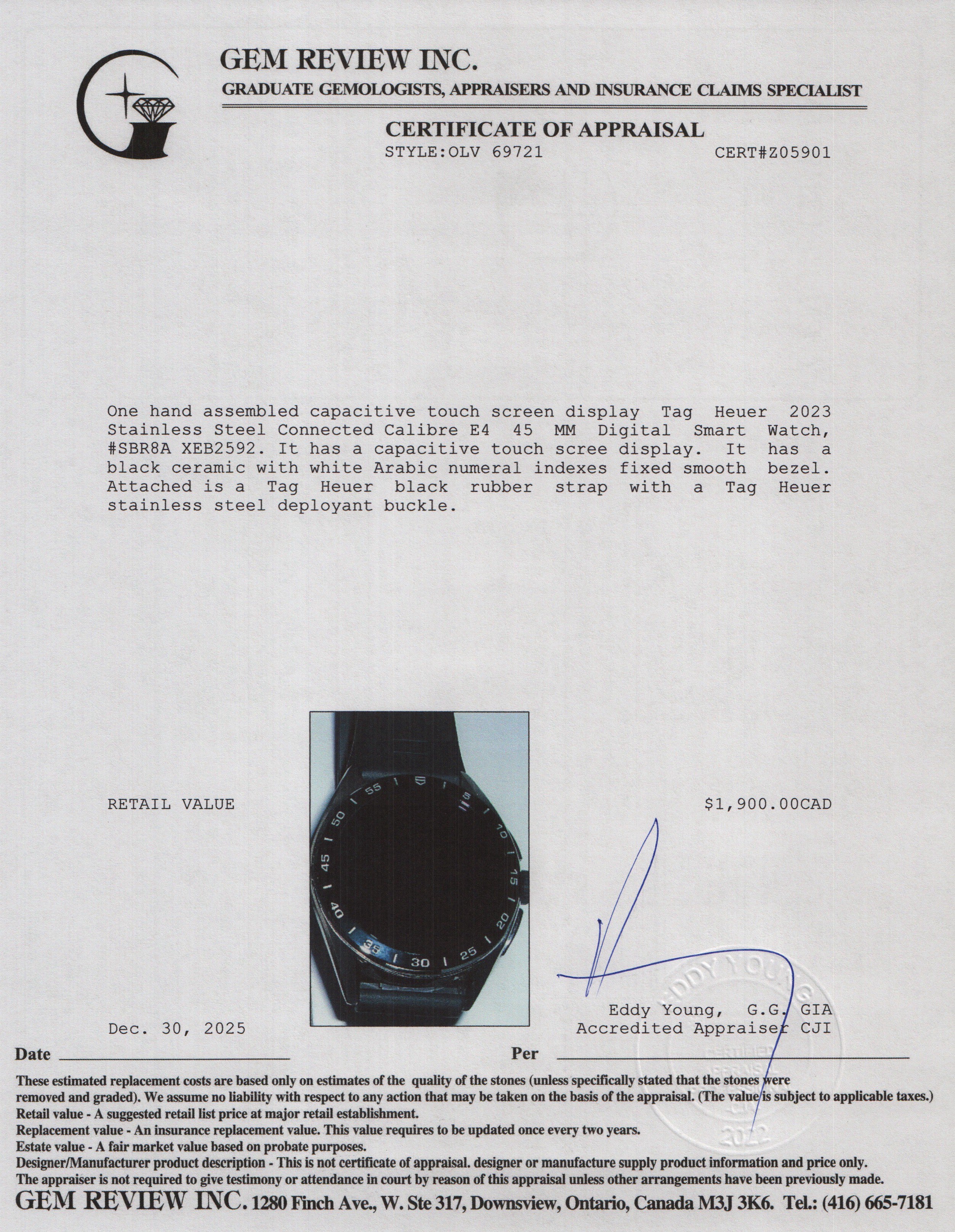 Tag Heuer 2023 Stainless Steel Connected Calibre E4 45 MM Digital Smart Watch SBR8A w/ Box, Papers & Charger