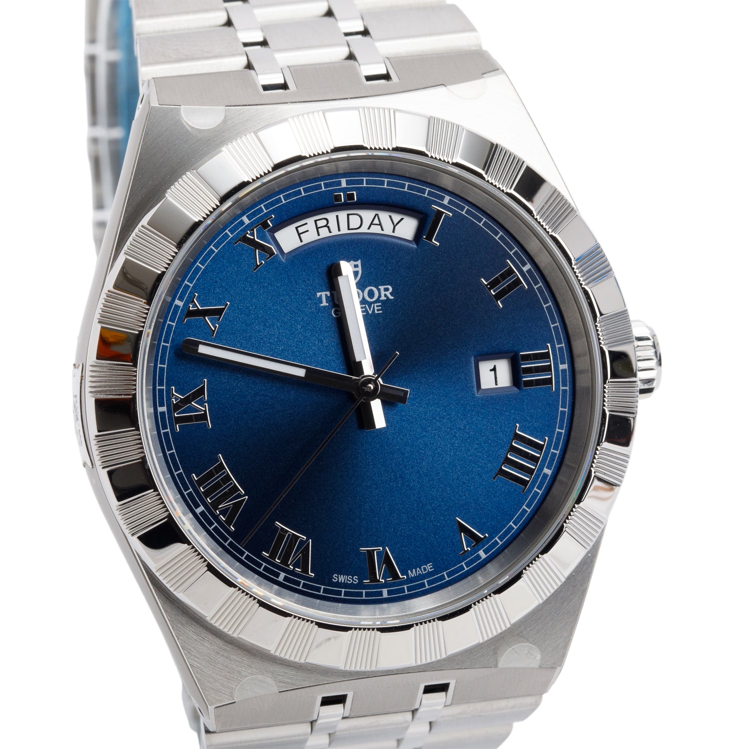 Tudor 2024 Stainless Steel Royal Day-Date 41 MM Automatic Watch Blue Dial 28600 w/ Box & Papers