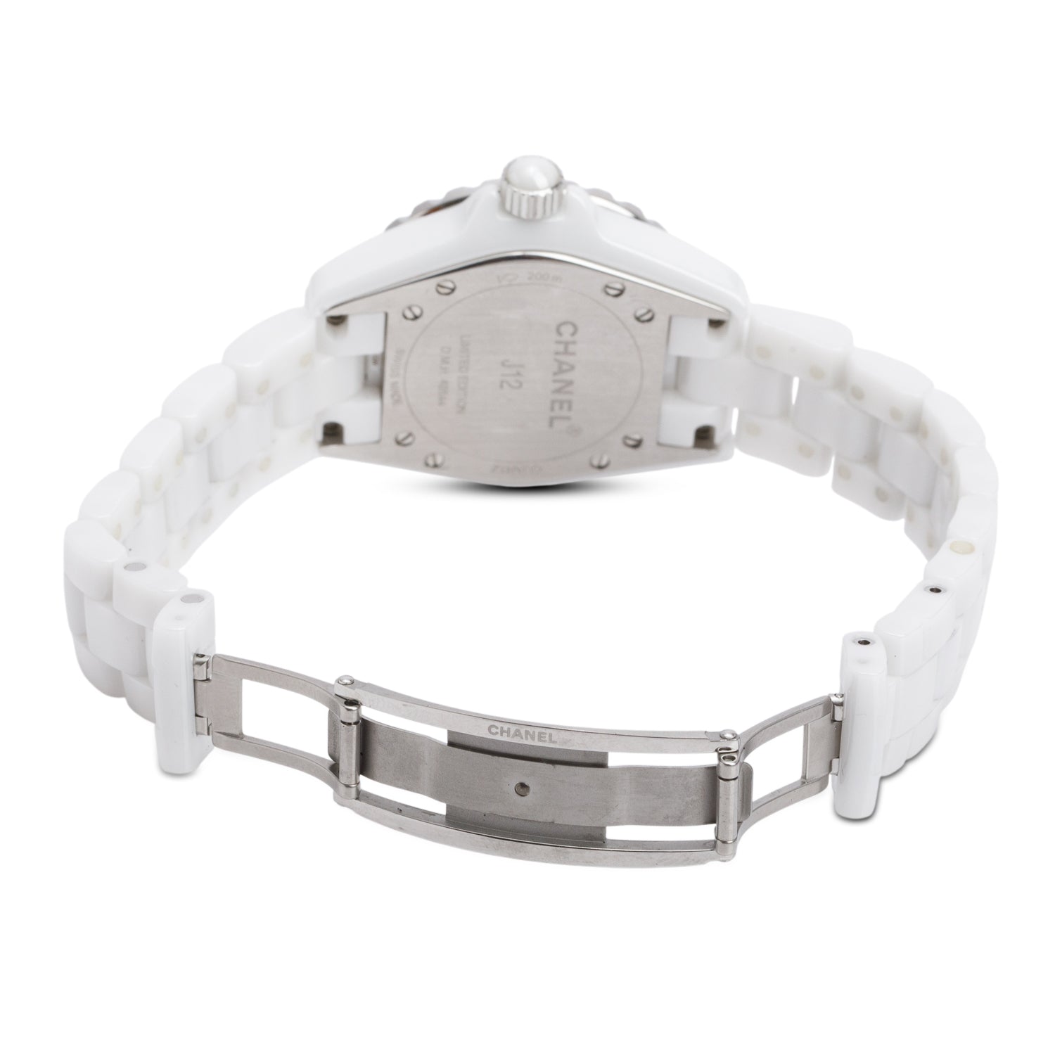 Chanel Limited Edition White & Pink Ceramic 33 MM J12 Quartz Watch H4467 w/ Box & papers