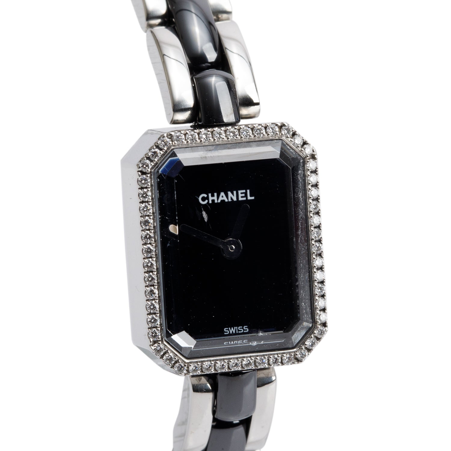 Chanel Stainless Steel Diamond Premiere Ceramic Watch Black Dial H2163