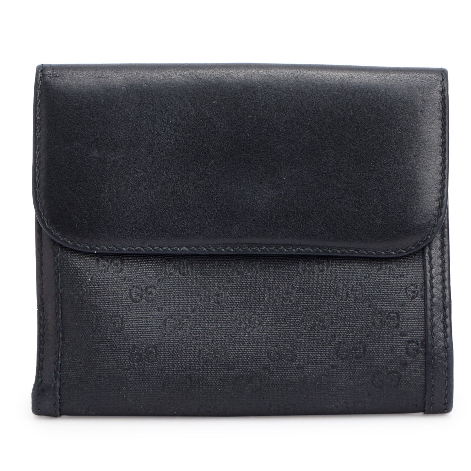 Gucci Vintage Black Monogram GG Compact Wallet