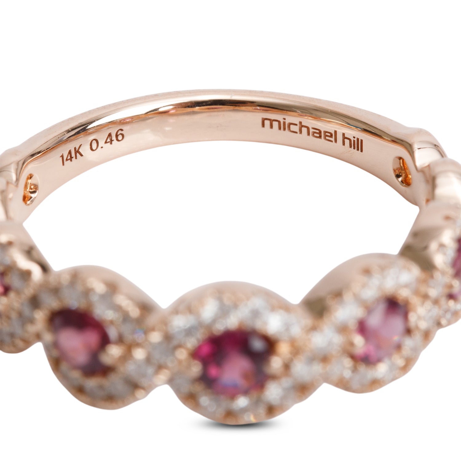 14k Rose Gold Rhodolite & Diamond Ring, Size 7.25