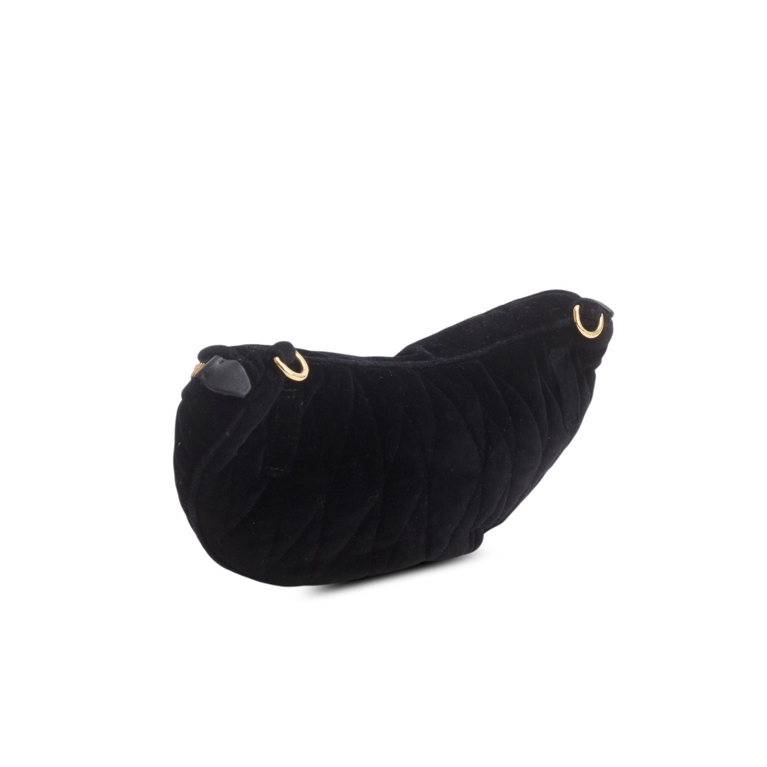 Miu Miu Black Velvet Matelasse Rider Belt Bag