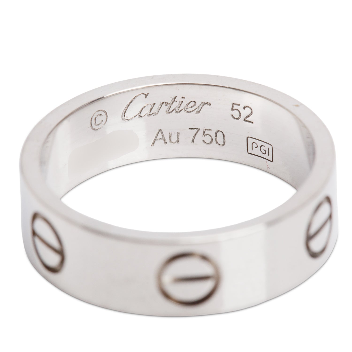 Cartier 18k White Gold 5.5 MM Love Ring, Classic Model, Size 52 6 w/ Box, Receipt & Certificate