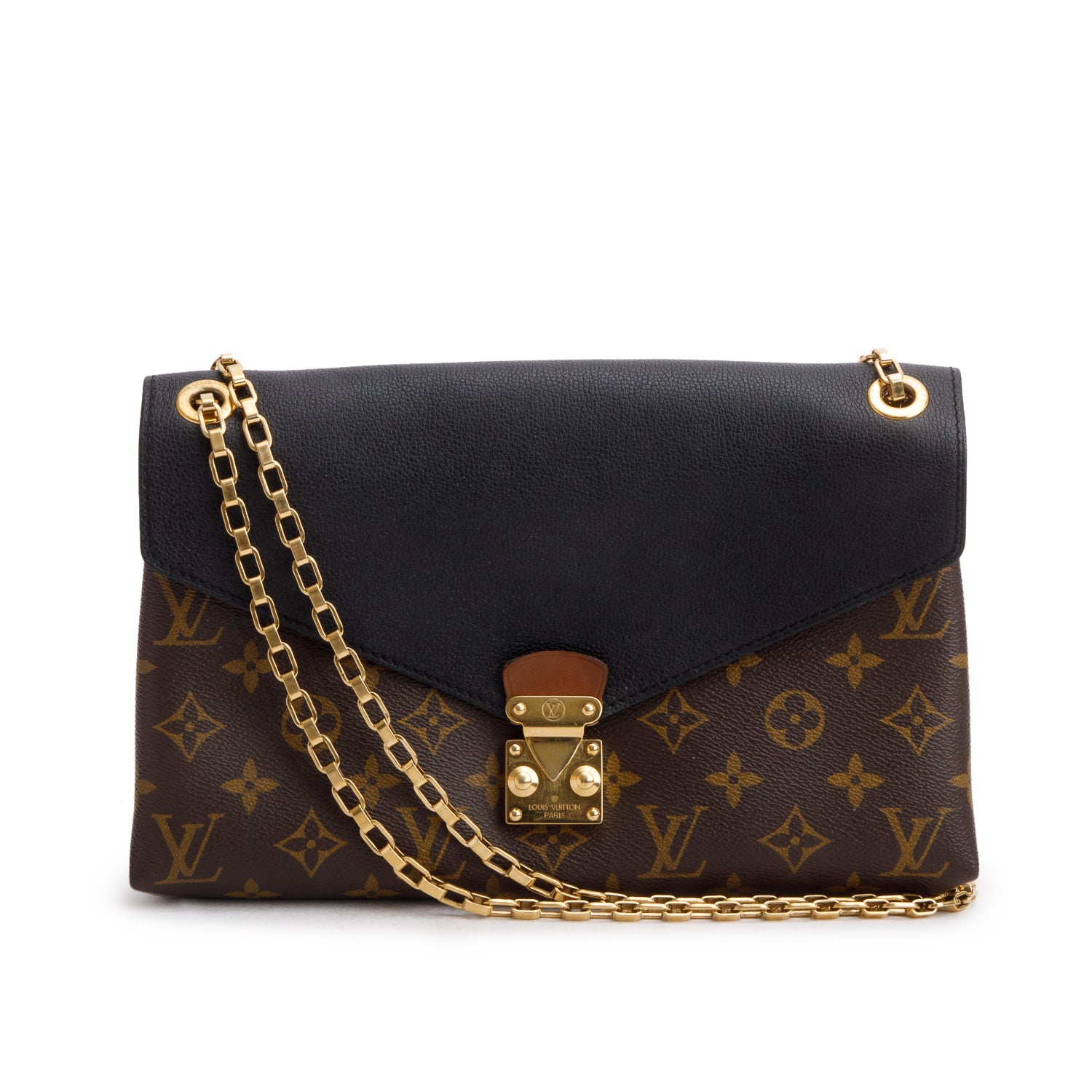 Louis Vuitton Black Monogram Pallas Chain Bag w/ Box