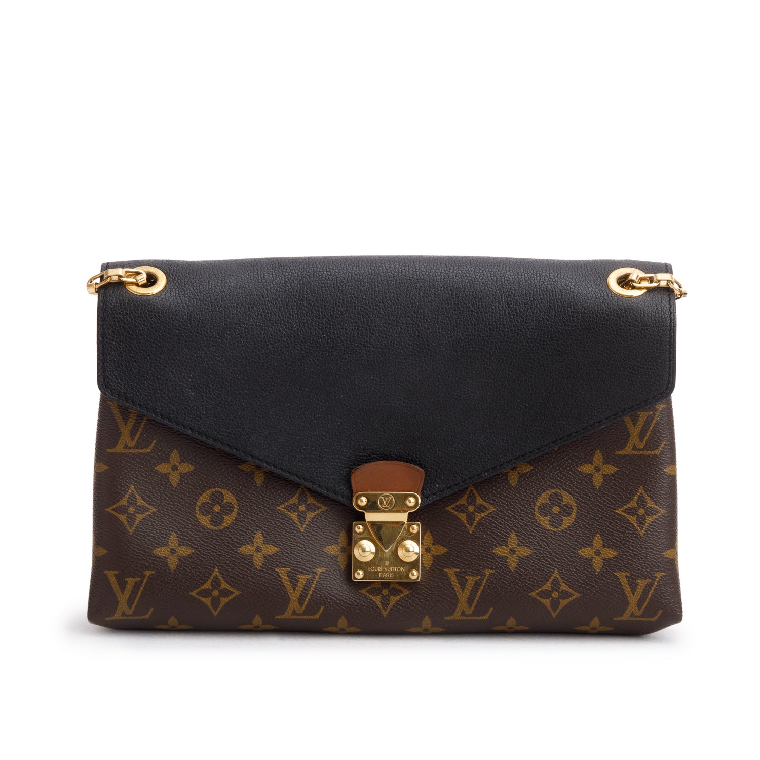 Louis Vuitton Black Monogram Pallas Chain Bag w/ Box